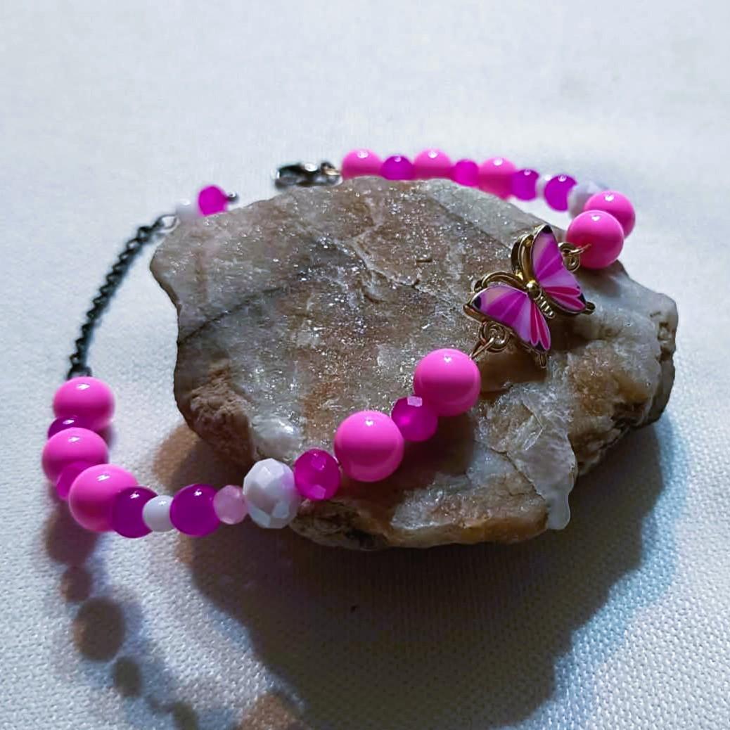Bransoletka Różowy Motyl / Pink Butterfly Bracelet BRH#037 3