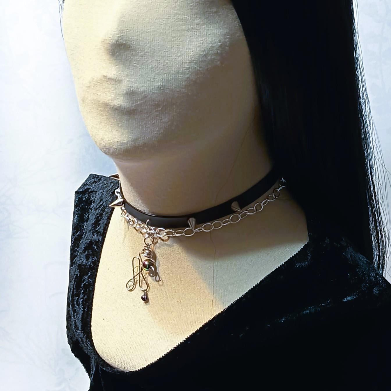 Choker w stylu gotyckim Czerń i Srebro / Gothic-style choker – Black and Silver #0034 3