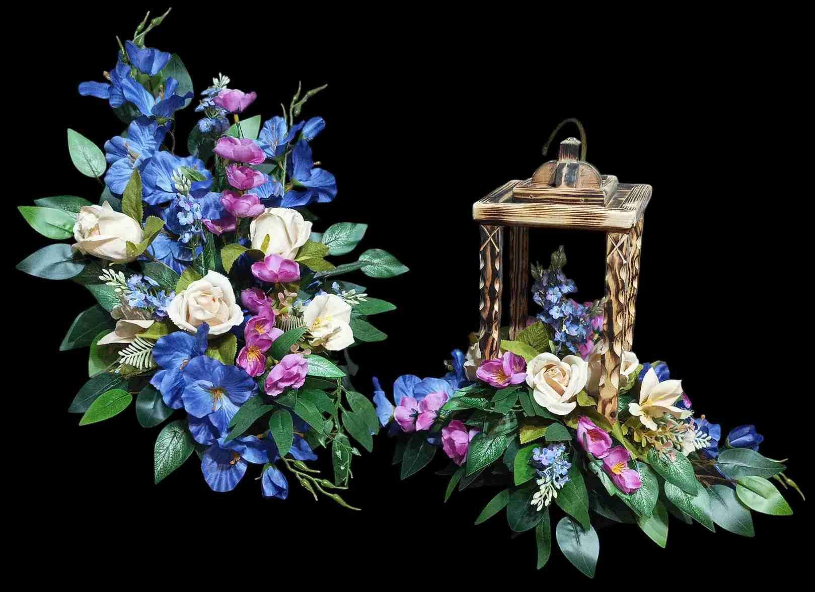 Komplet nagrobny wielobarwny  z latarnią  #KNG005