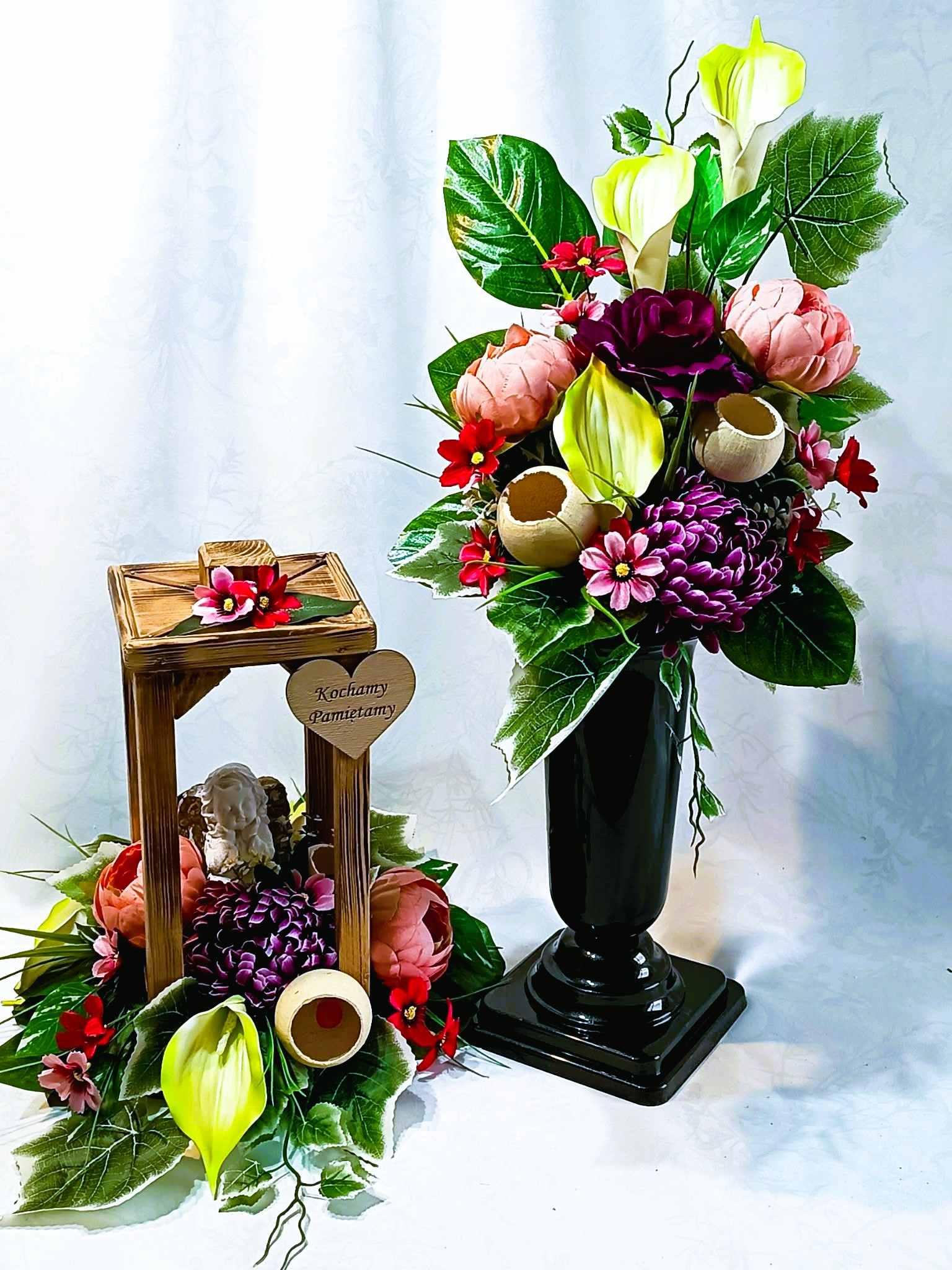 Zestaw nagrobny z latarnią i aniołem / Grave ornament set with a lantern and an angel #KNG022 0