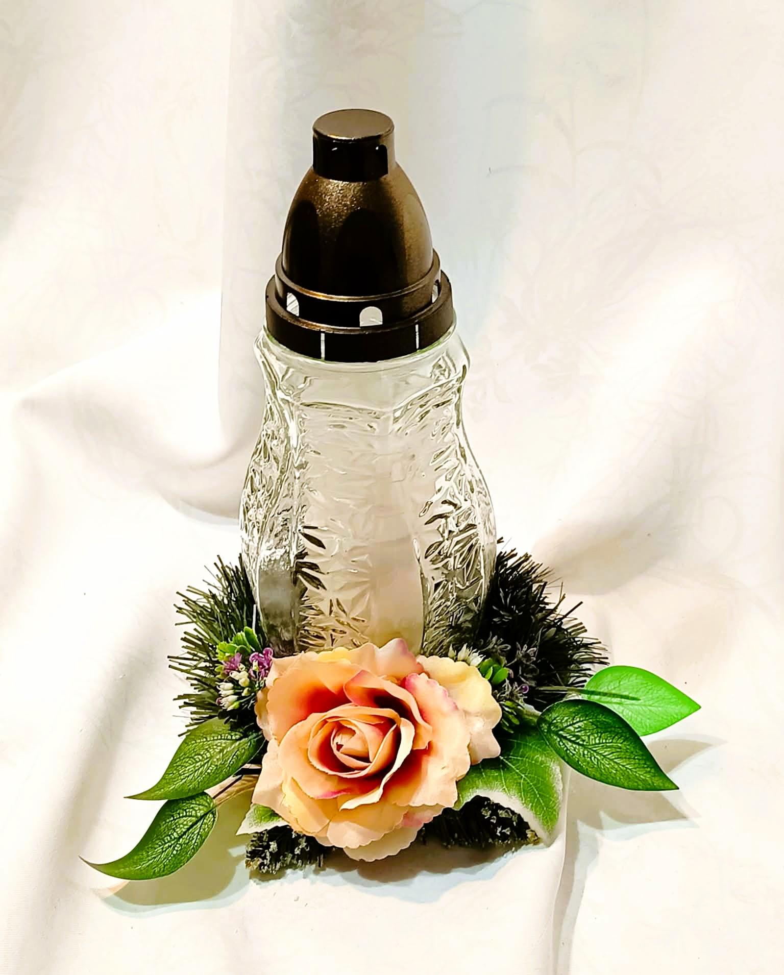 Znicz z dekoracją / Decorative memorial candle #ZN001 2