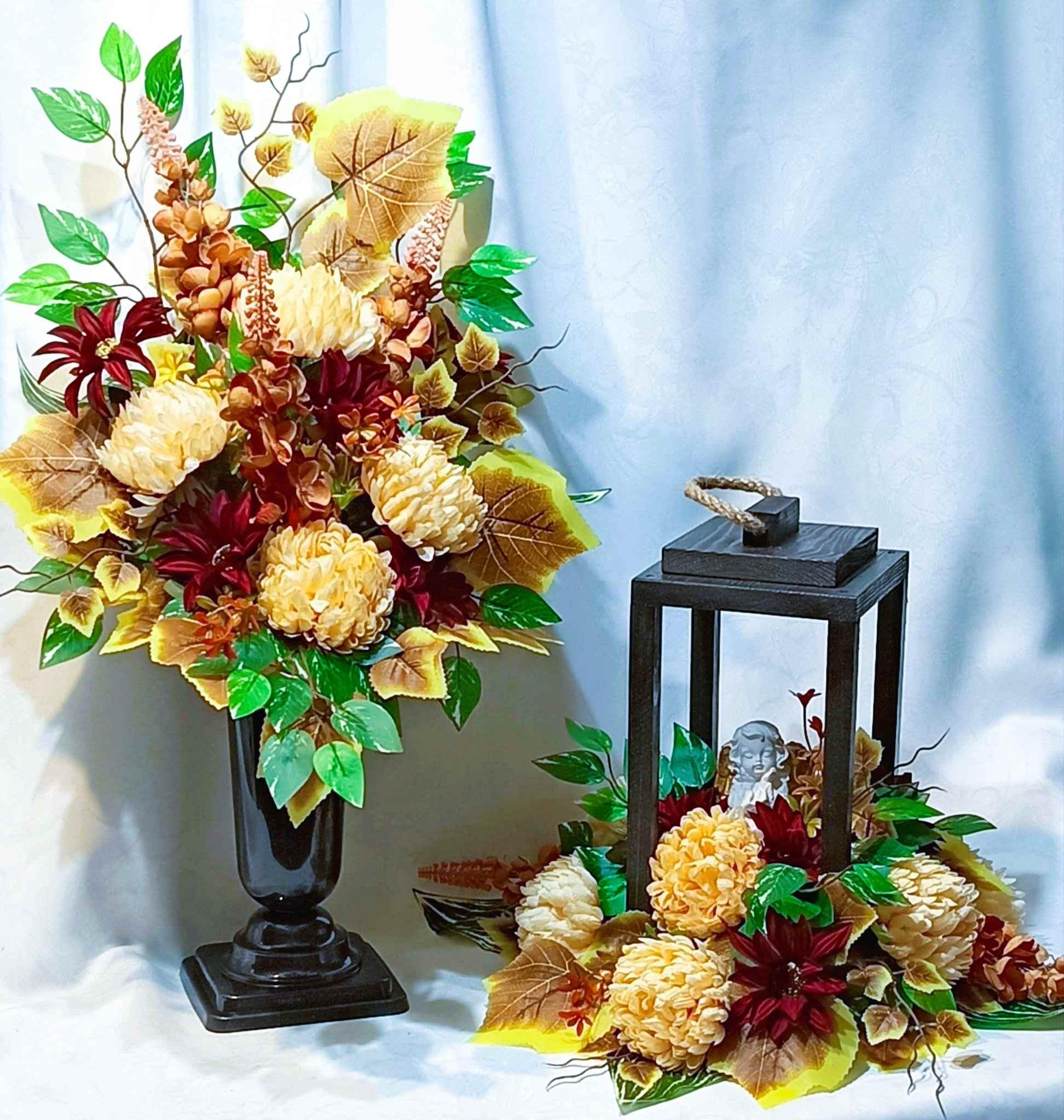 Zestaw  nagrobny z latarnią i aniołem /  Grave ornament set with a lantern and an angel  #KNG020
