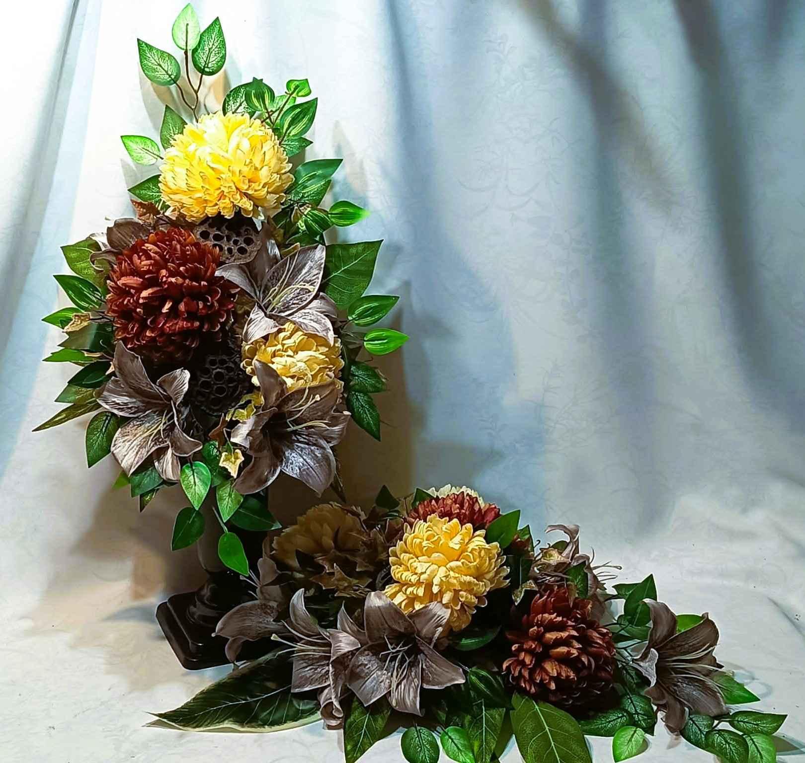 Komplet nagrobny  Chryzantema /  "Chrysanthemum" Grave Ornament Set  #KNG045