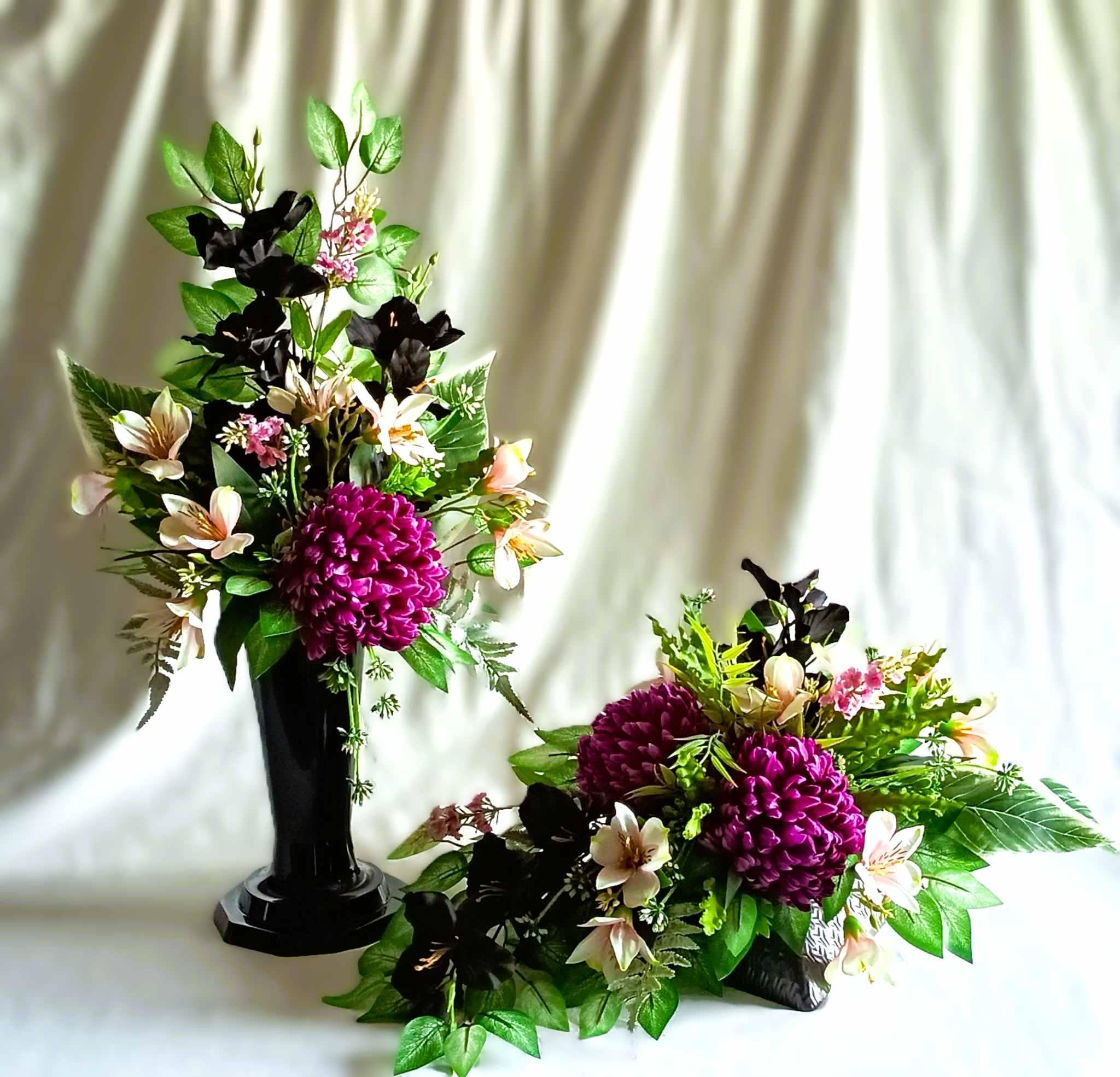 Komplet nagrobny Purpurowa Chryzantema / "Purple Chrysanthemum" Grave Ornament Set #KNG008 3