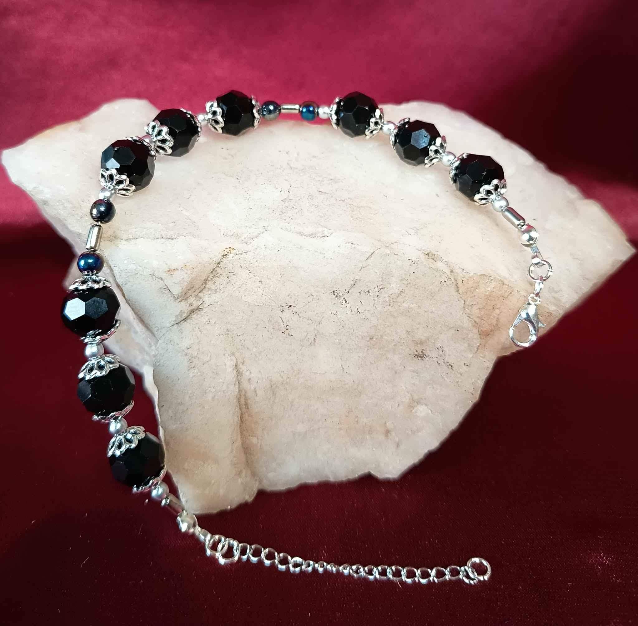  Bransoletka z czarnymi kryształami  BR#003