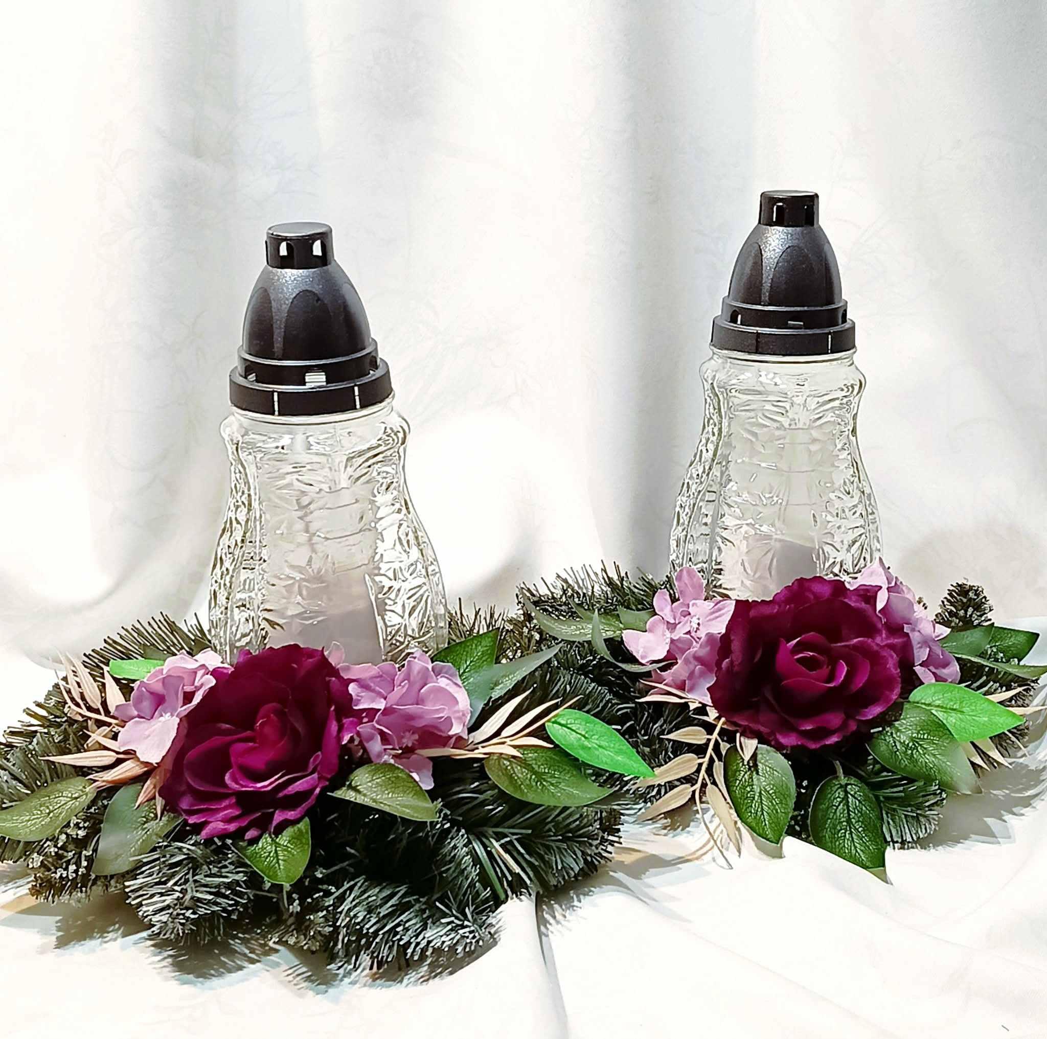 Znicz z dekoracją / Decorative memorial candle #ZN002 1
