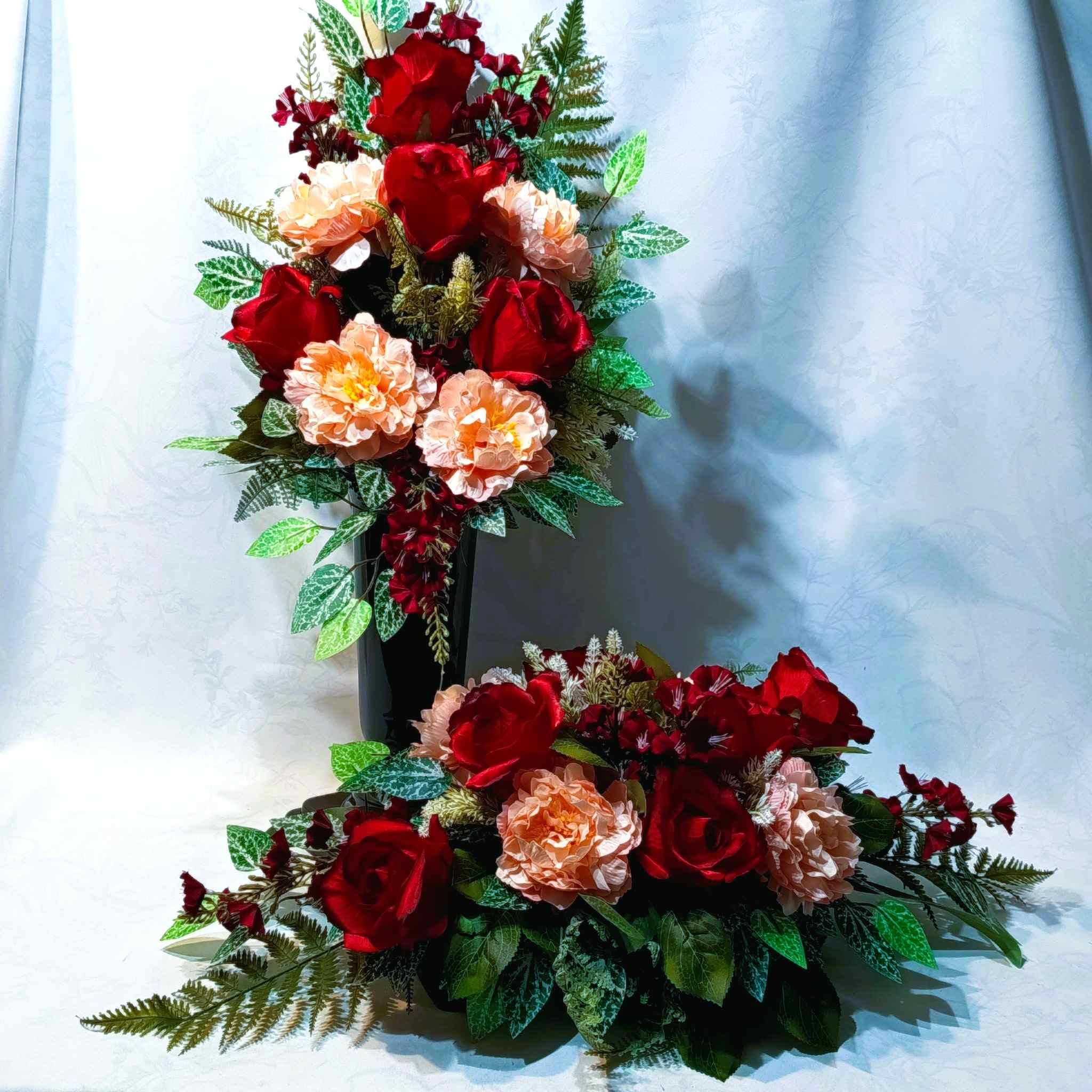 Komplet nagrobny Róże i Piwonie / Roses and Peonies Grave Arrangement Set #KNG035 6