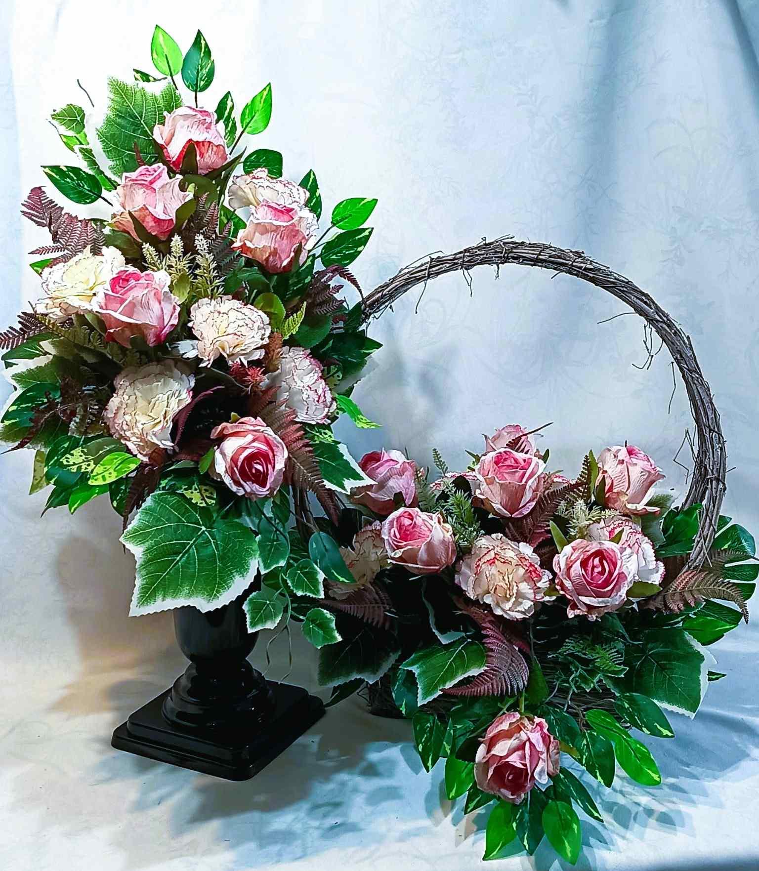 Zestaw nagrobny z koszem 2 kolory / Grave arrangement with basket – 2 colors #KNG025 3