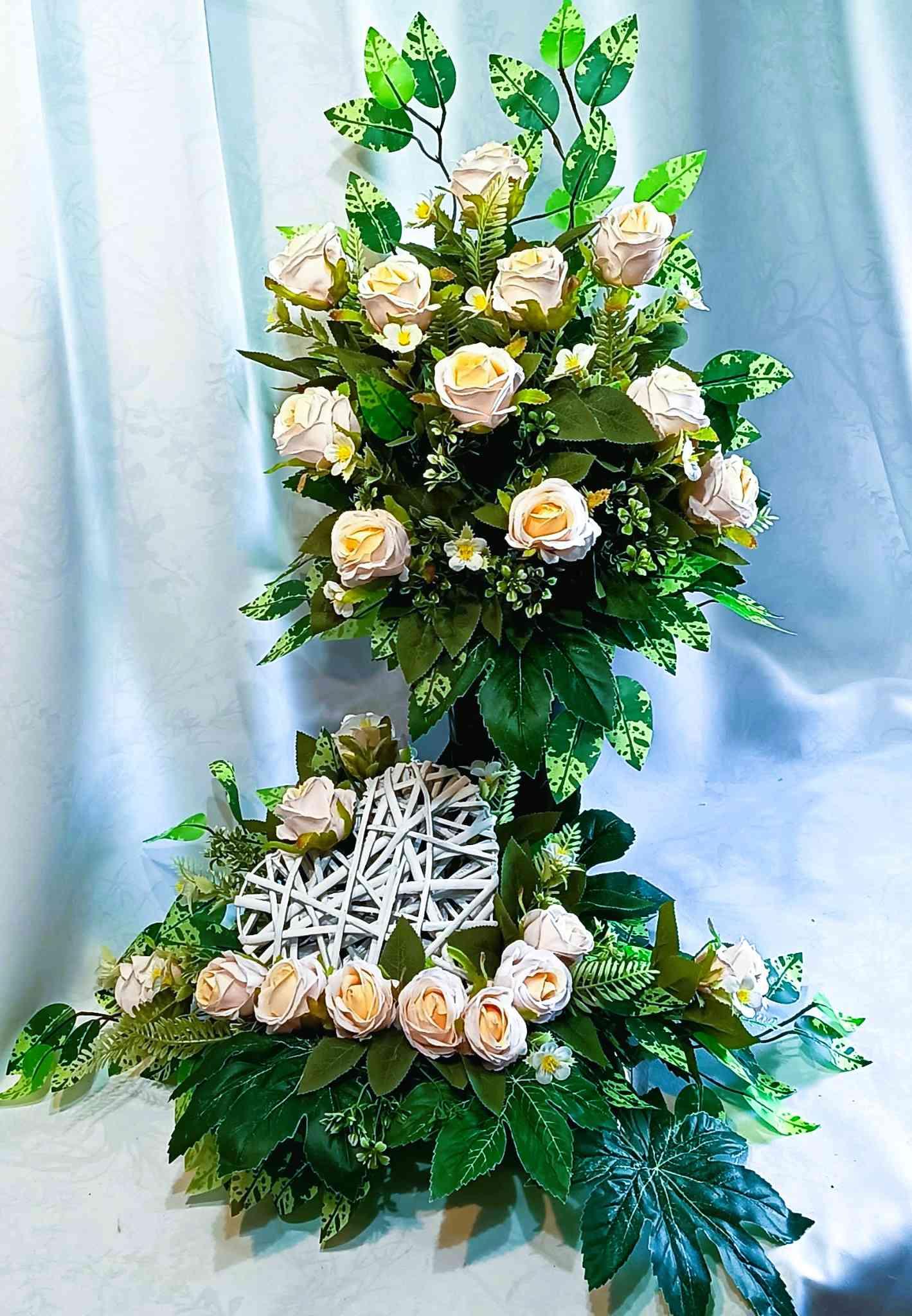 Komplet nagrobny Kremowe Róże / Cream Roses gravestone set #KNG029 2