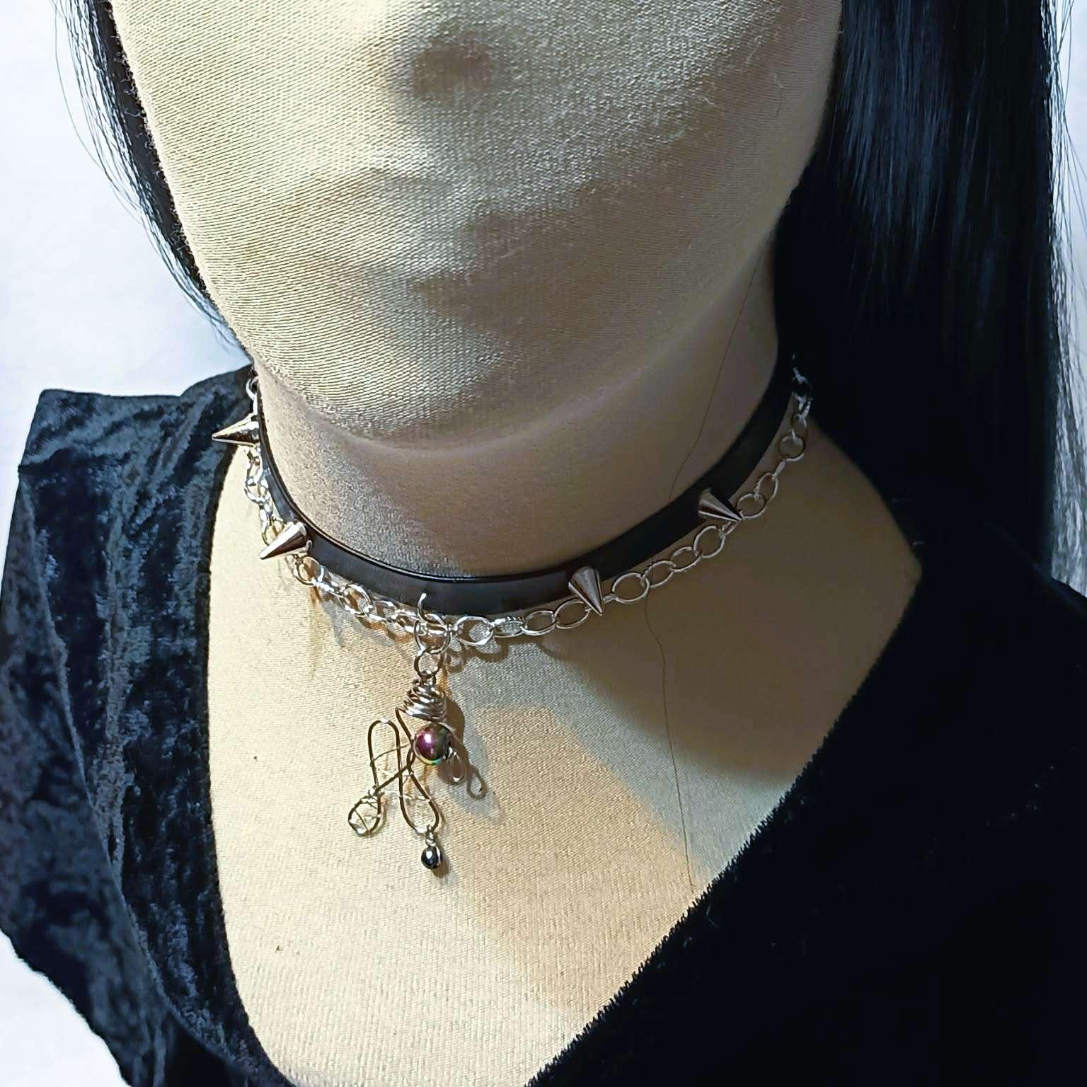Choker w stylu gotyckim Czerń i Srebro / Gothic-style choker – Black and Silver #0034 2