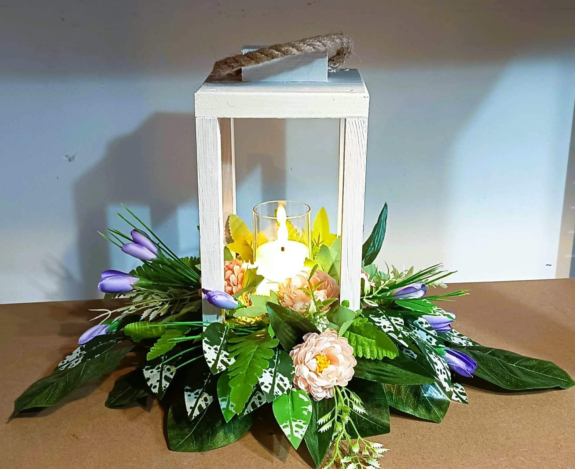 Biała latarnia ze światełkiem   #LAT011