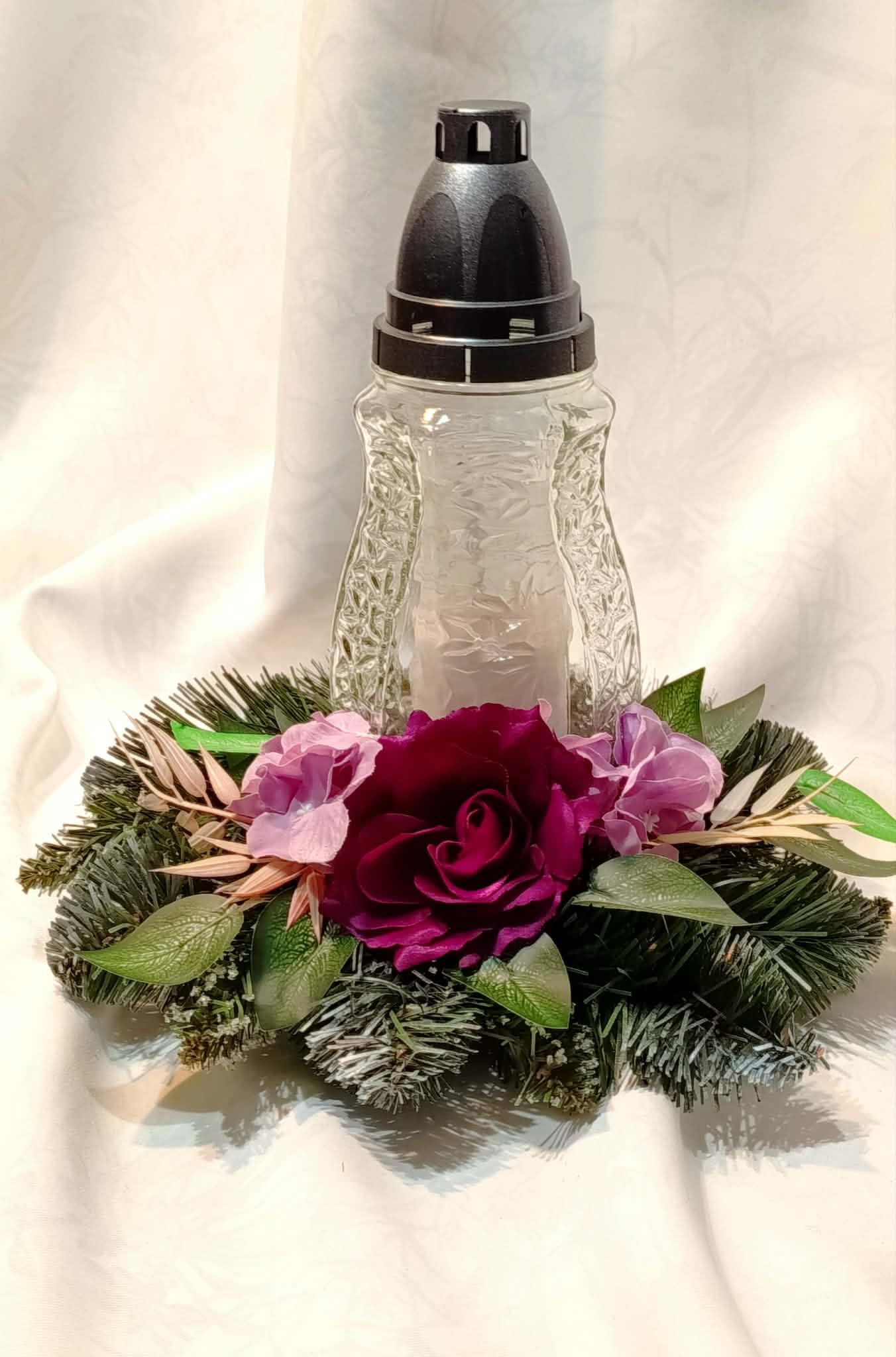 Znicz z dekoracją / Decorative memorial candle #ZN002 2