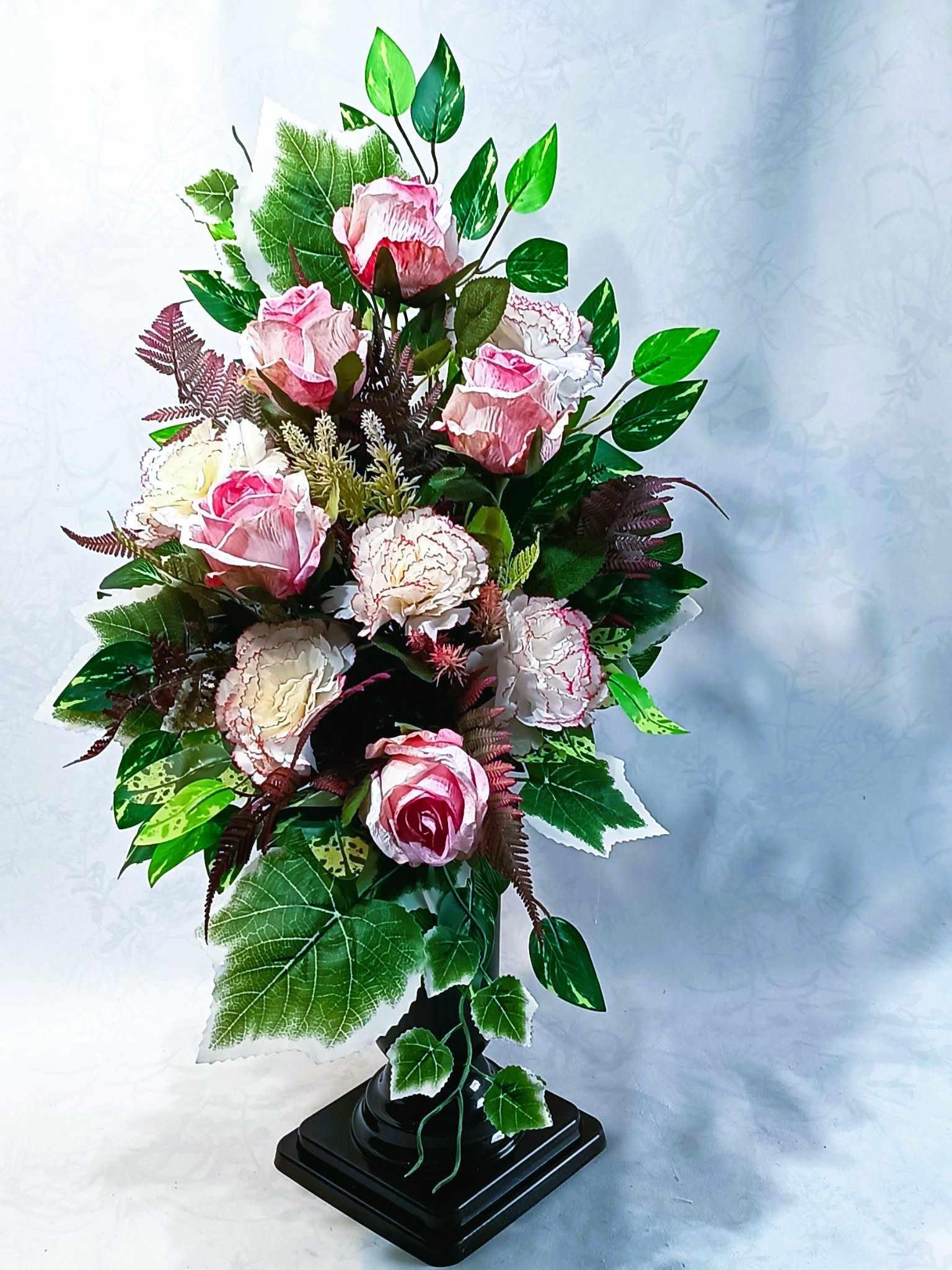 Zestaw nagrobny z koszem 2 kolory / Grave arrangement with basket – 2 colors #KNG025 1