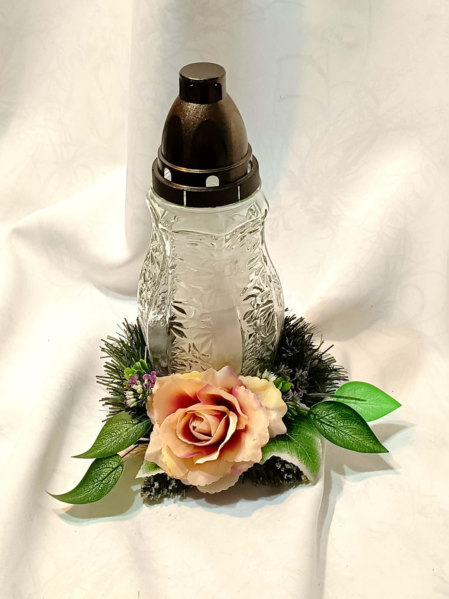Znicz z dekoracją / Decorative memorial candle #ZN001 4