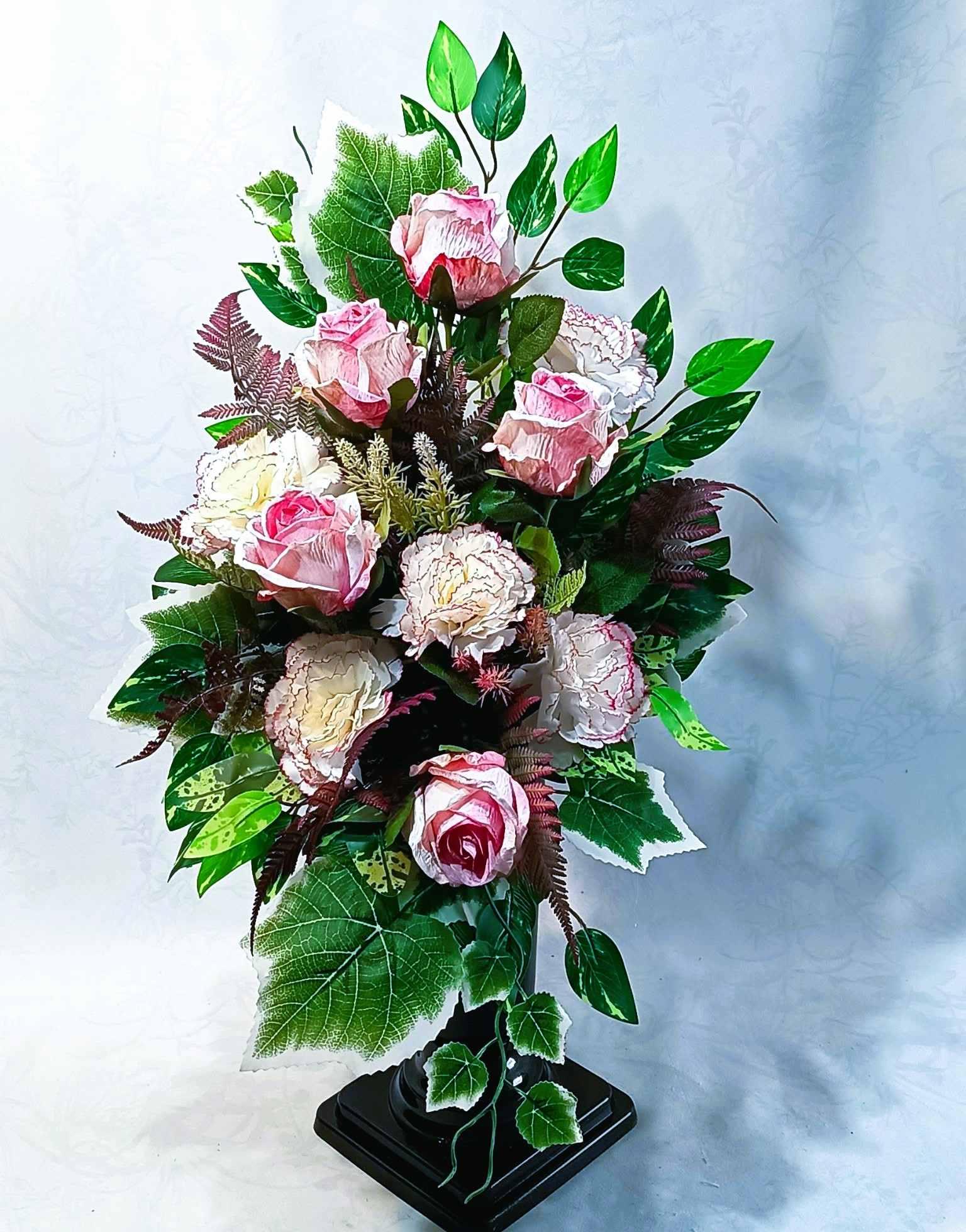 Zestaw nagrobny z koszem 2 kolory / Grave arrangement with basket – 2 colors #KNG025 4
