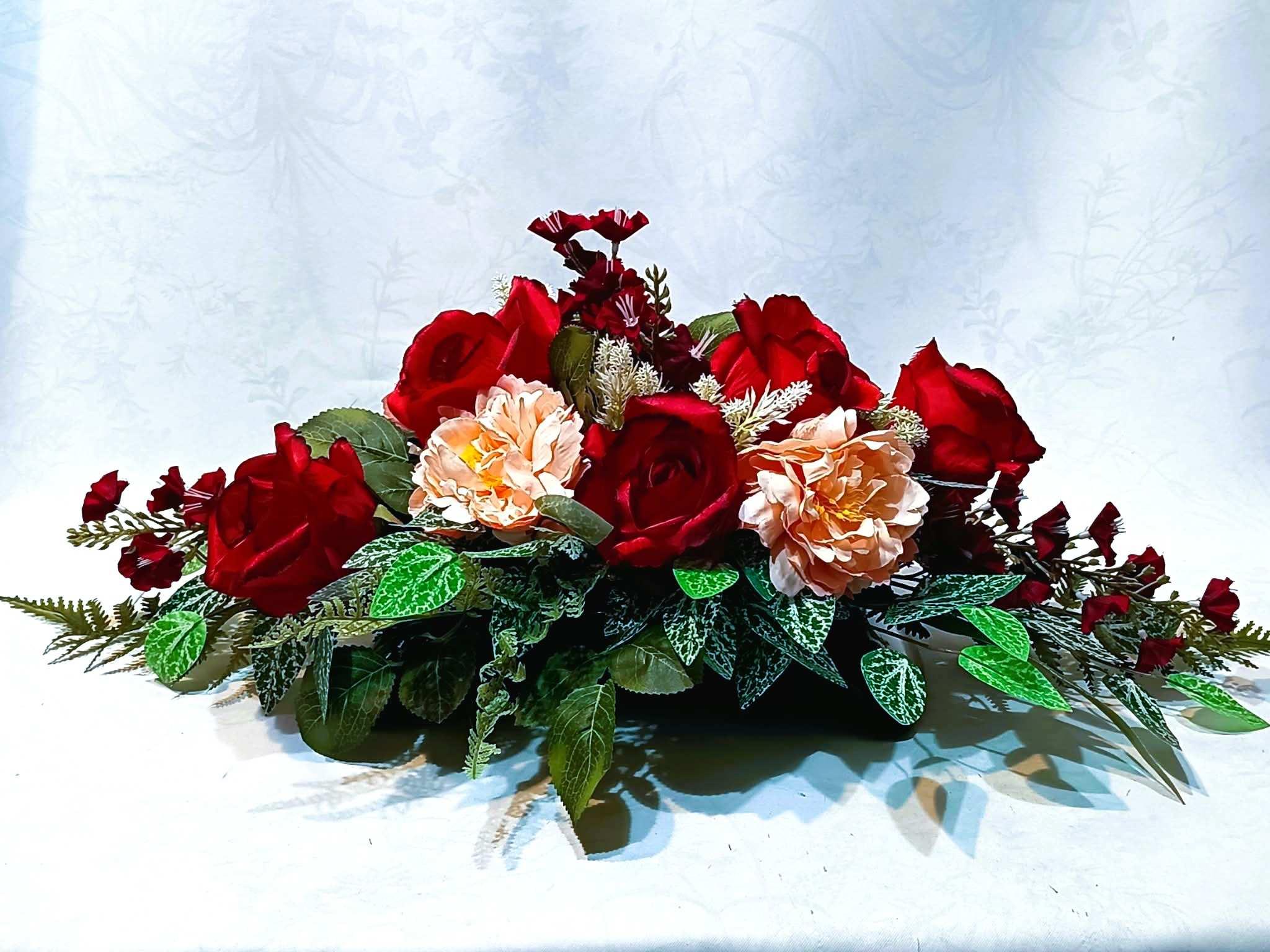 Komplet nagrobny Róże i Piwonie / Roses and Peonies Grave Arrangement Set #KNG035 4