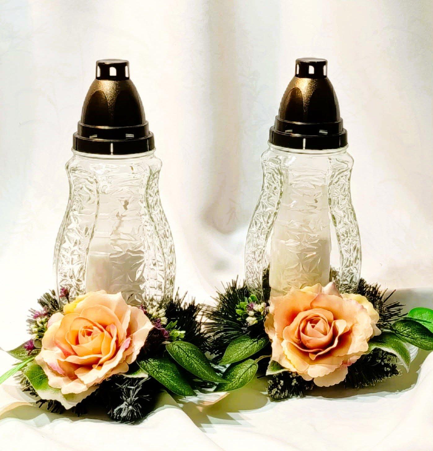 Znicz z dekoracją / Decorative memorial candle #ZN001 3