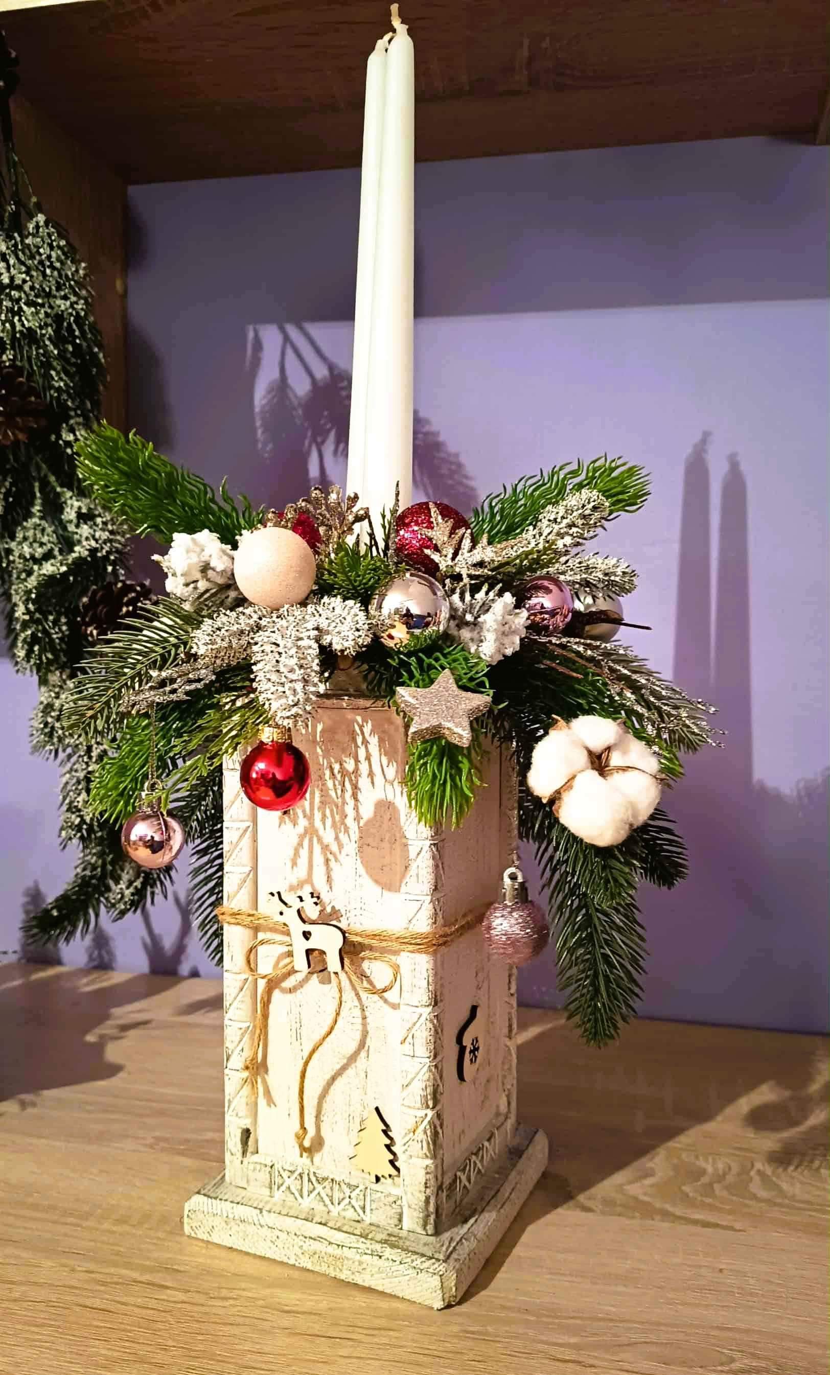 Świąteczny stroik - dwie świece. 1