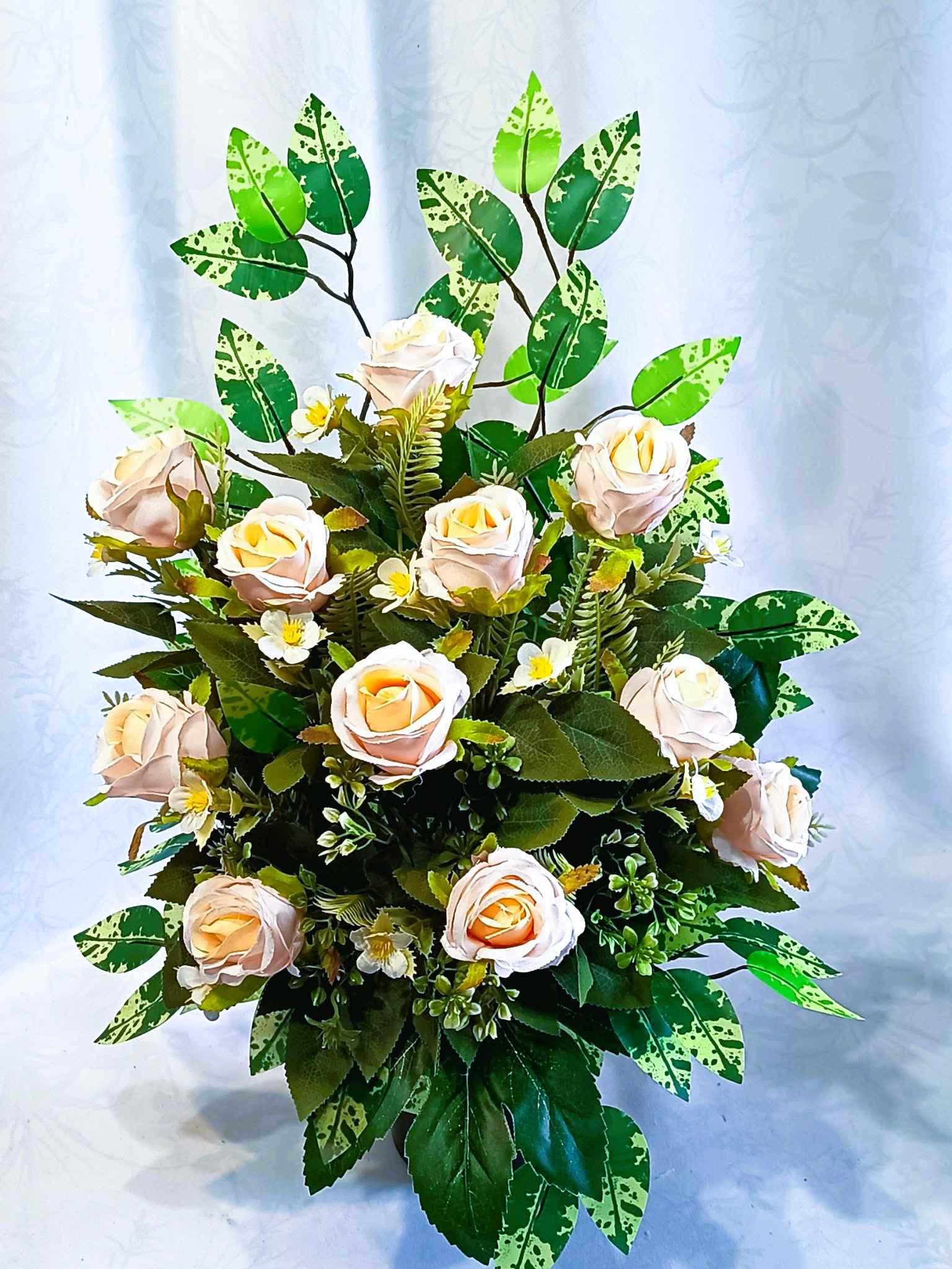 Komplet nagrobny Kremowe Róże / Cream Roses gravestone set #KNG029 5