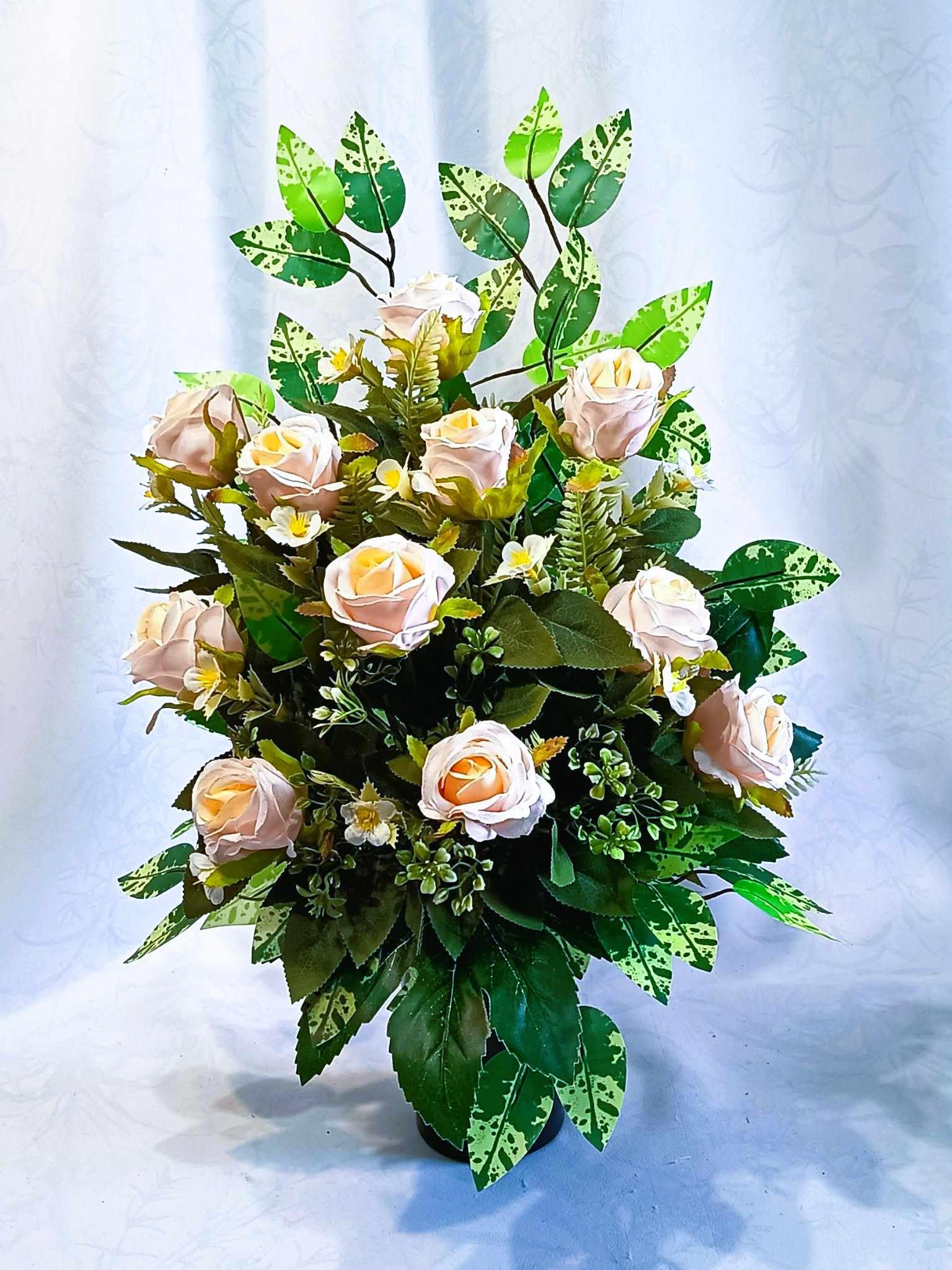Komplet nagrobny Kremowe Róże / Cream Roses gravestone set #KNG029 4