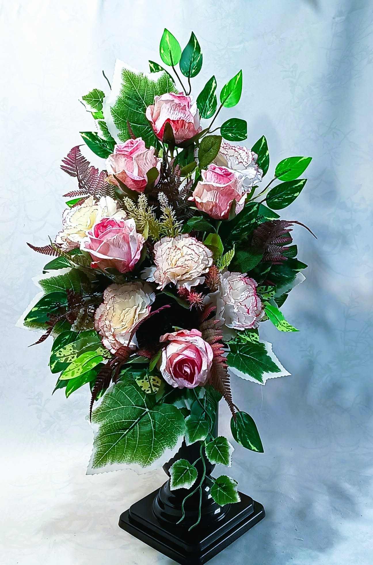 Zestaw nagrobny z koszem 2 kolory / Grave arrangement with basket – 2 colors #KNG025 7