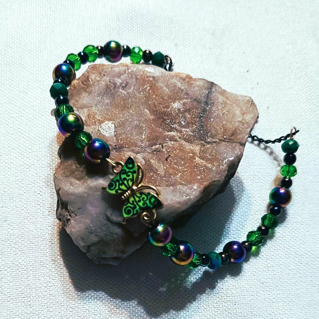 Bransoletka Zielony Motyl / Green Butterfly Bracelet BRH#035 4