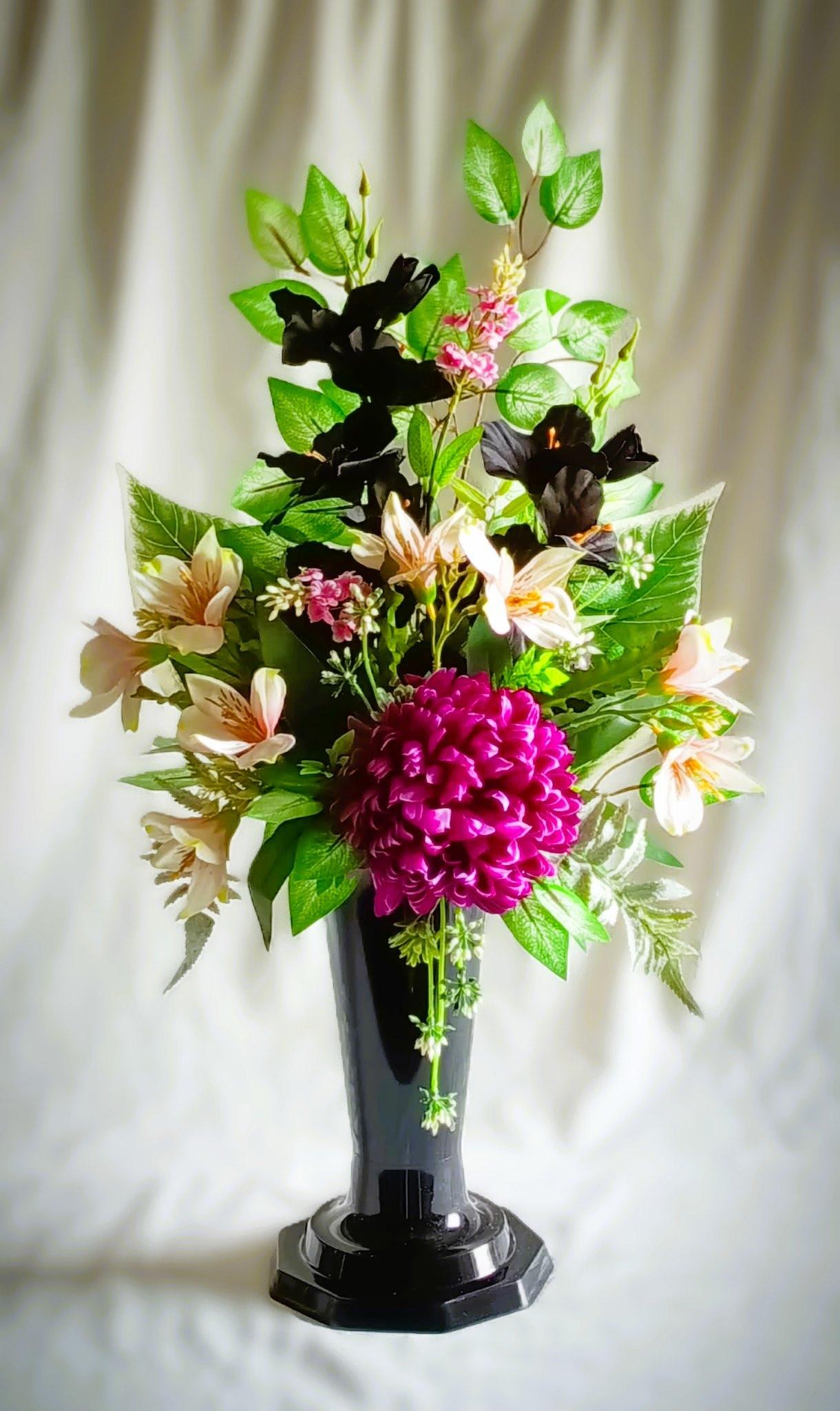 Komplet nagrobny Purpurowa Chryzantema / "Purple Chrysanthemum" Grave Ornament Set #KNG008 1