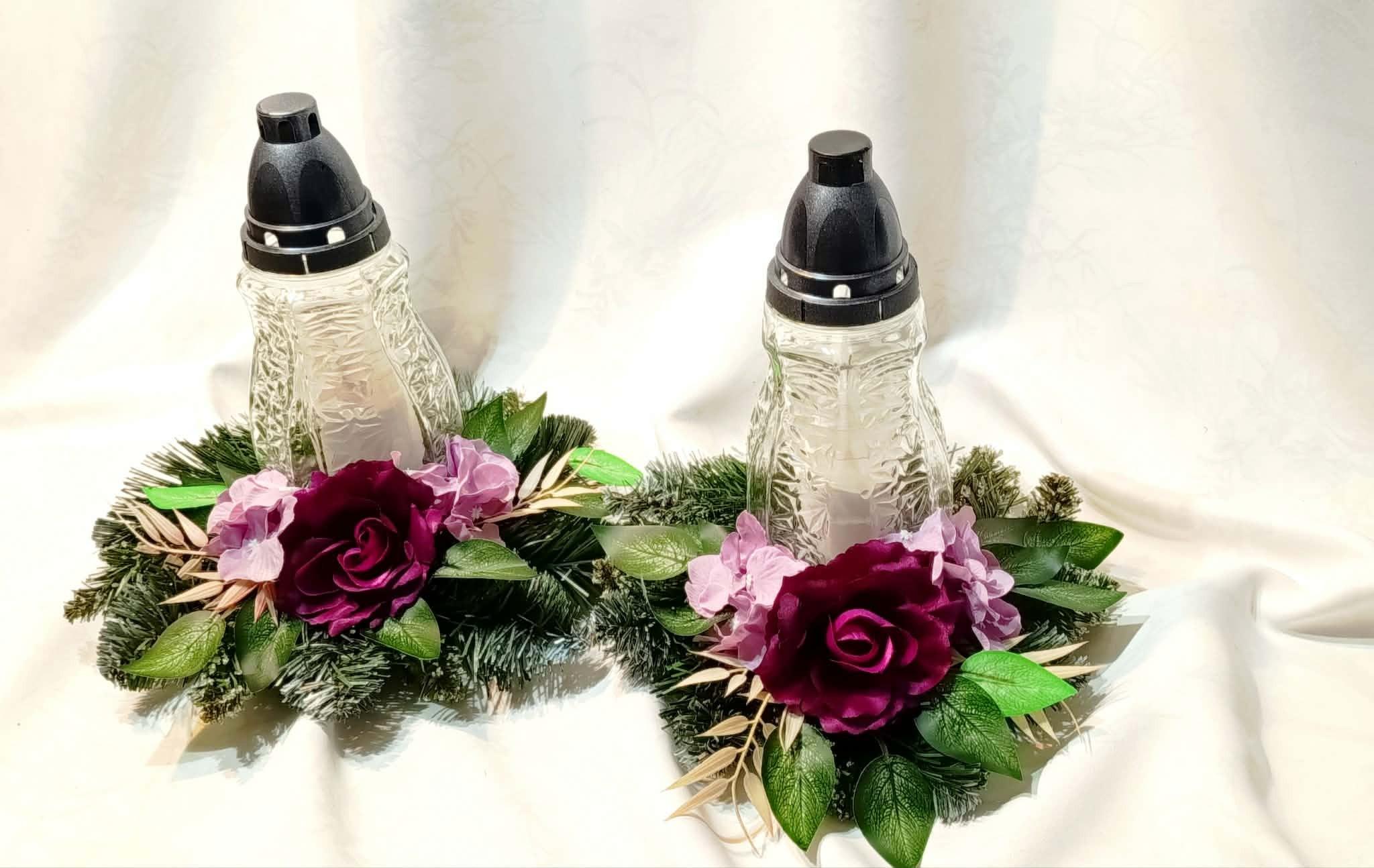 Znicz z dekoracją / Decorative memorial candle #ZN002 3