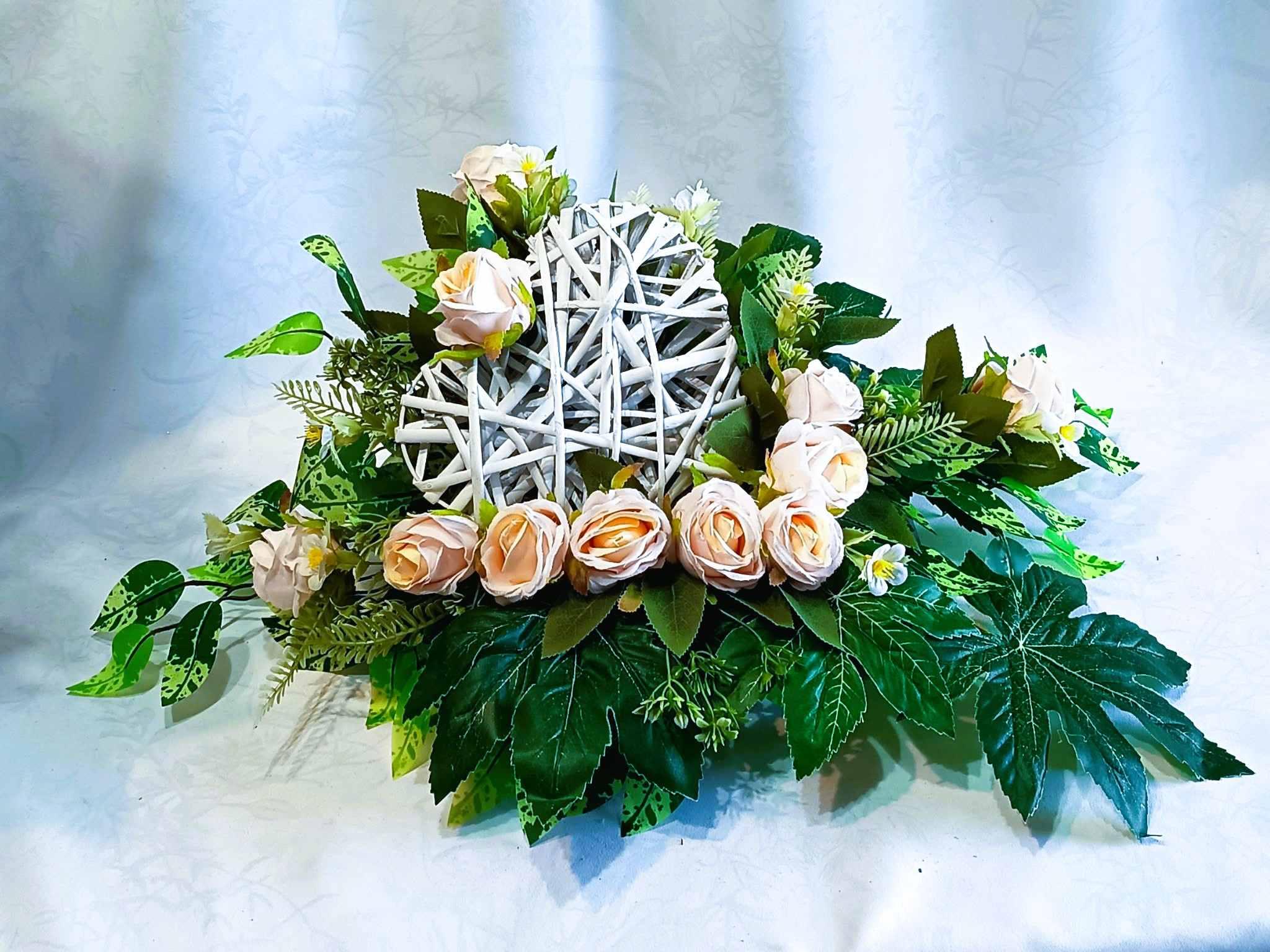 Komplet nagrobny Kremowe Róże / Cream Roses gravestone set #KNG029 7