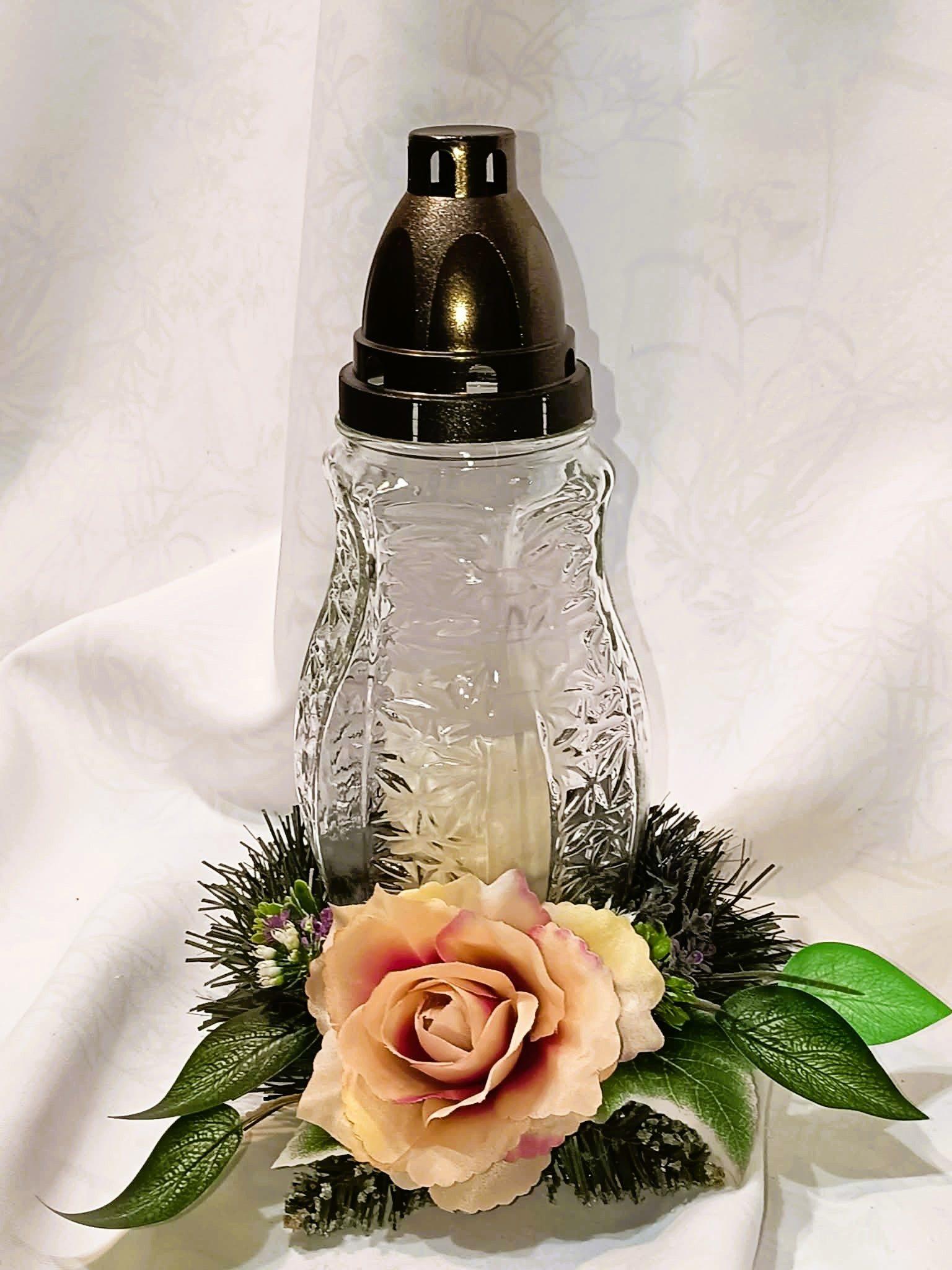 Znicz z dekoracją / Decorative memorial candle #ZN001 5