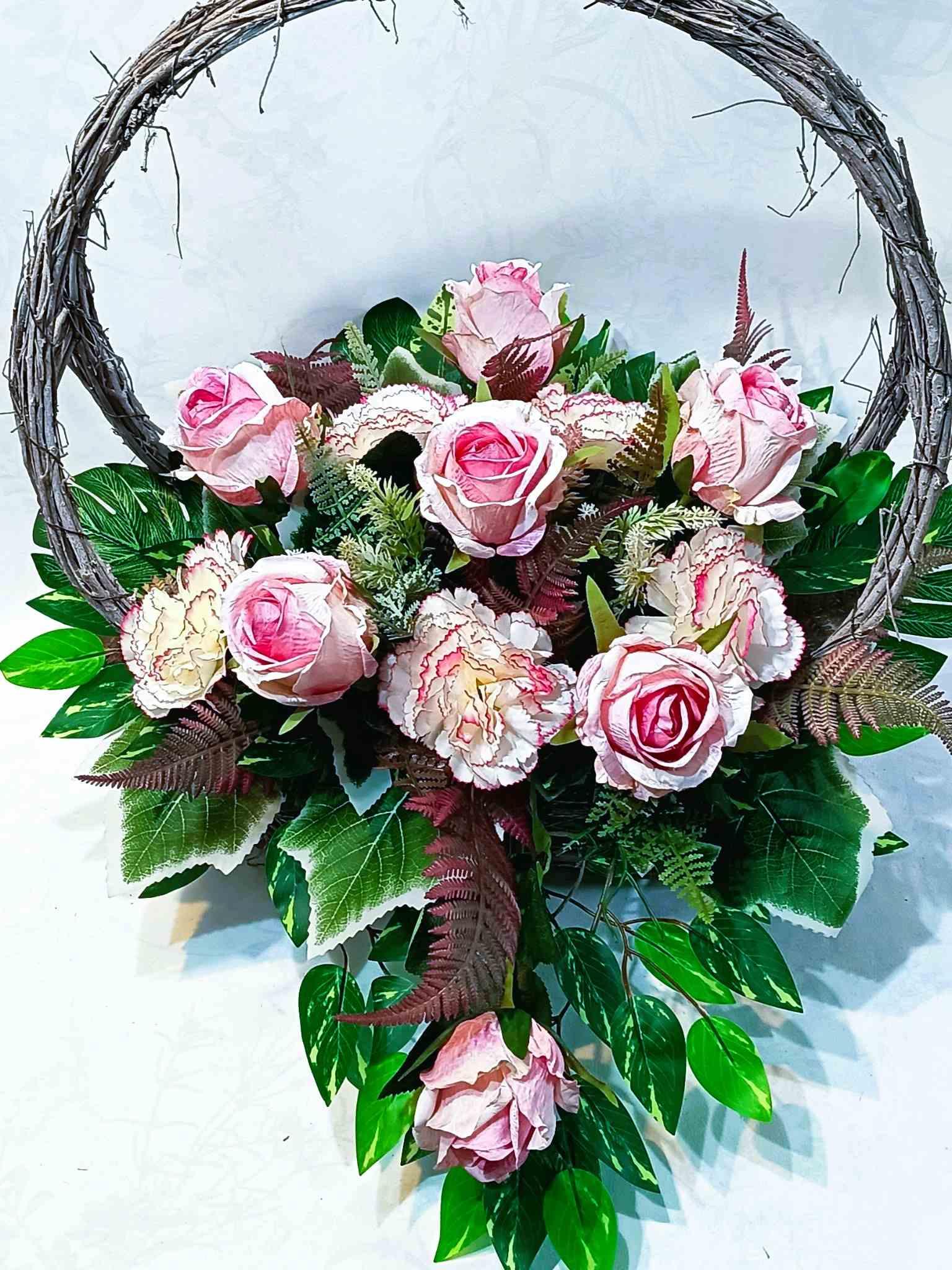Zestaw nagrobny z koszem 2 kolory / Grave arrangement with basket – 2 colors #KNG025 5