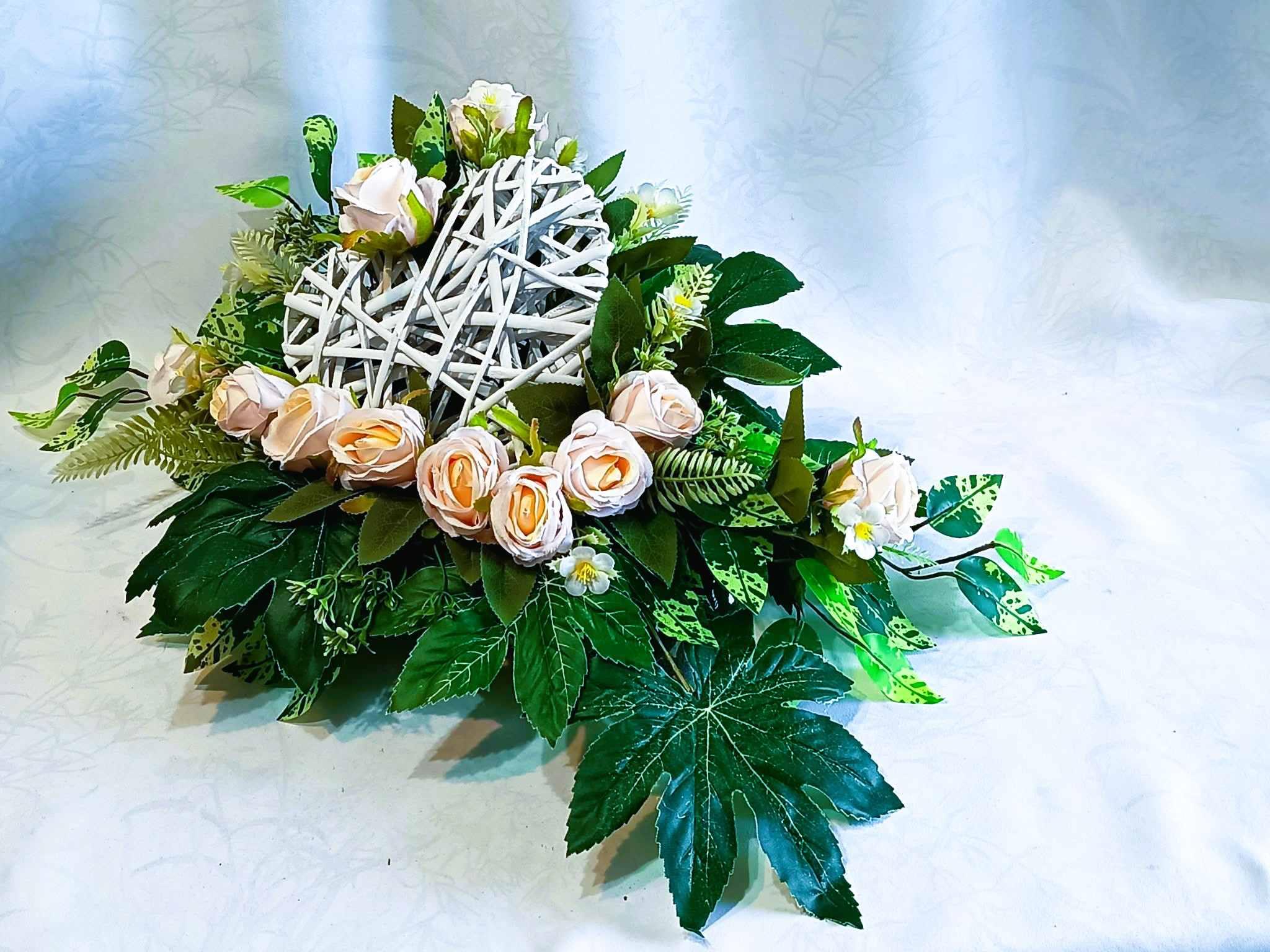 Komplet nagrobny Kremowe Róże / Cream Roses gravestone set #KNG029 6