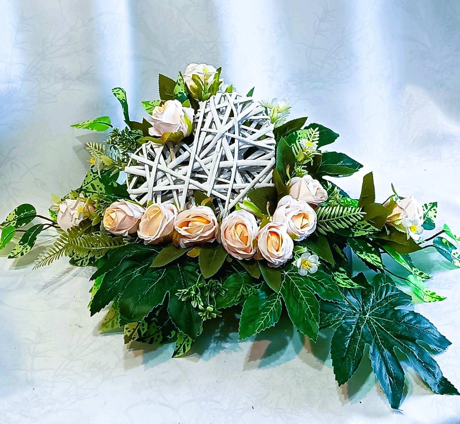 Komplet nagrobny Kremowe Róże / Cream Roses gravestone set #KNG029 8