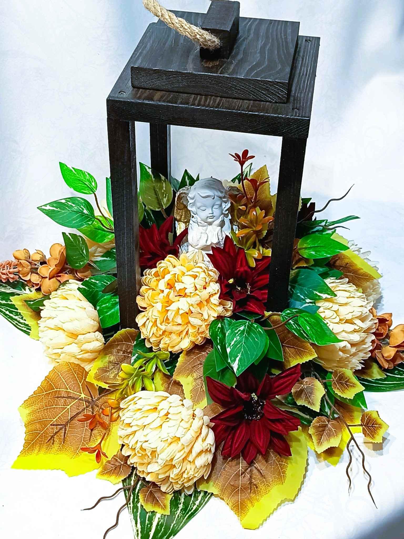 Zestaw nagrobny z latarnią i aniołem / Grave ornament set with a lantern and an angel #KNG020 2