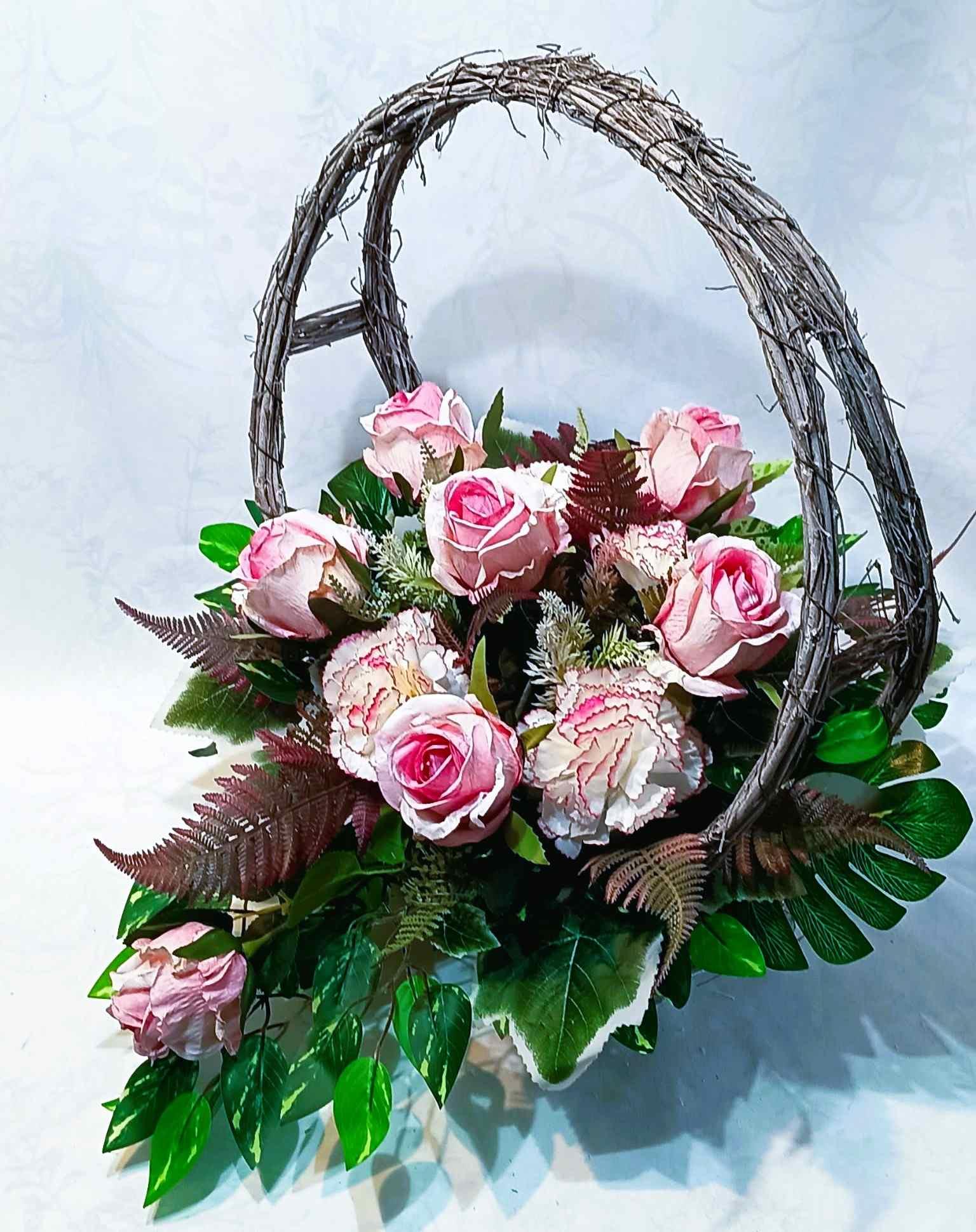 Zestaw nagrobny z koszem 2 kolory / Grave arrangement with basket – 2 colors #KNG025 8