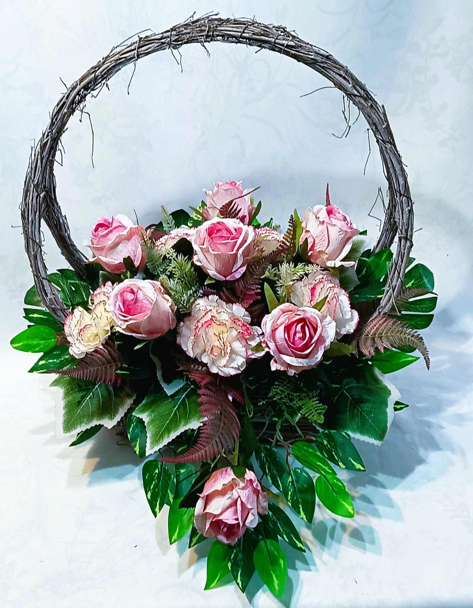 Zestaw nagrobny z koszem 2 kolory / Grave arrangement with basket – 2 colors #KNG025 2