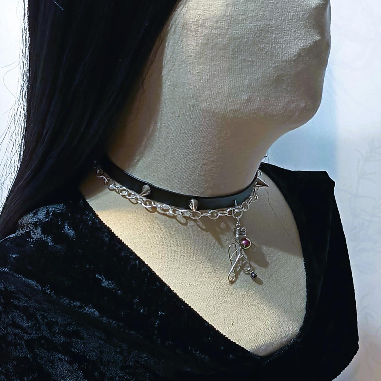 Choker w stylu gotyckim Czerń i Srebro / Gothic-style choker – Black and Silver #0034 1