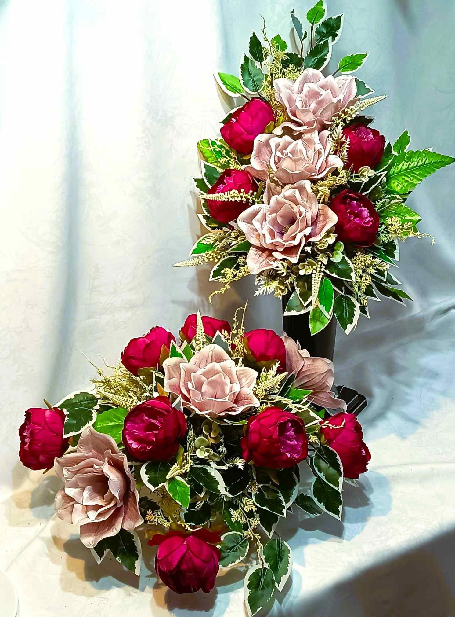 Zestaw nagrobny Magnolia z Piwonią / Magnolia and Peony Grave Arrangement Set #KNG048 3