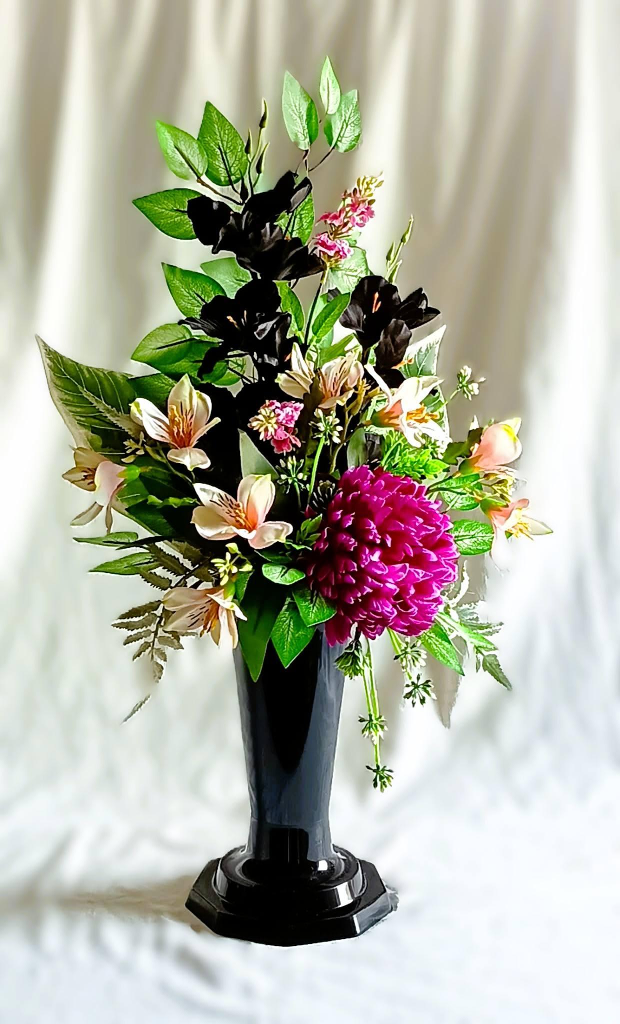 Komplet nagrobny Purpurowa Chryzantema / "Purple Chrysanthemum" Grave Ornament Set #KNG008 4