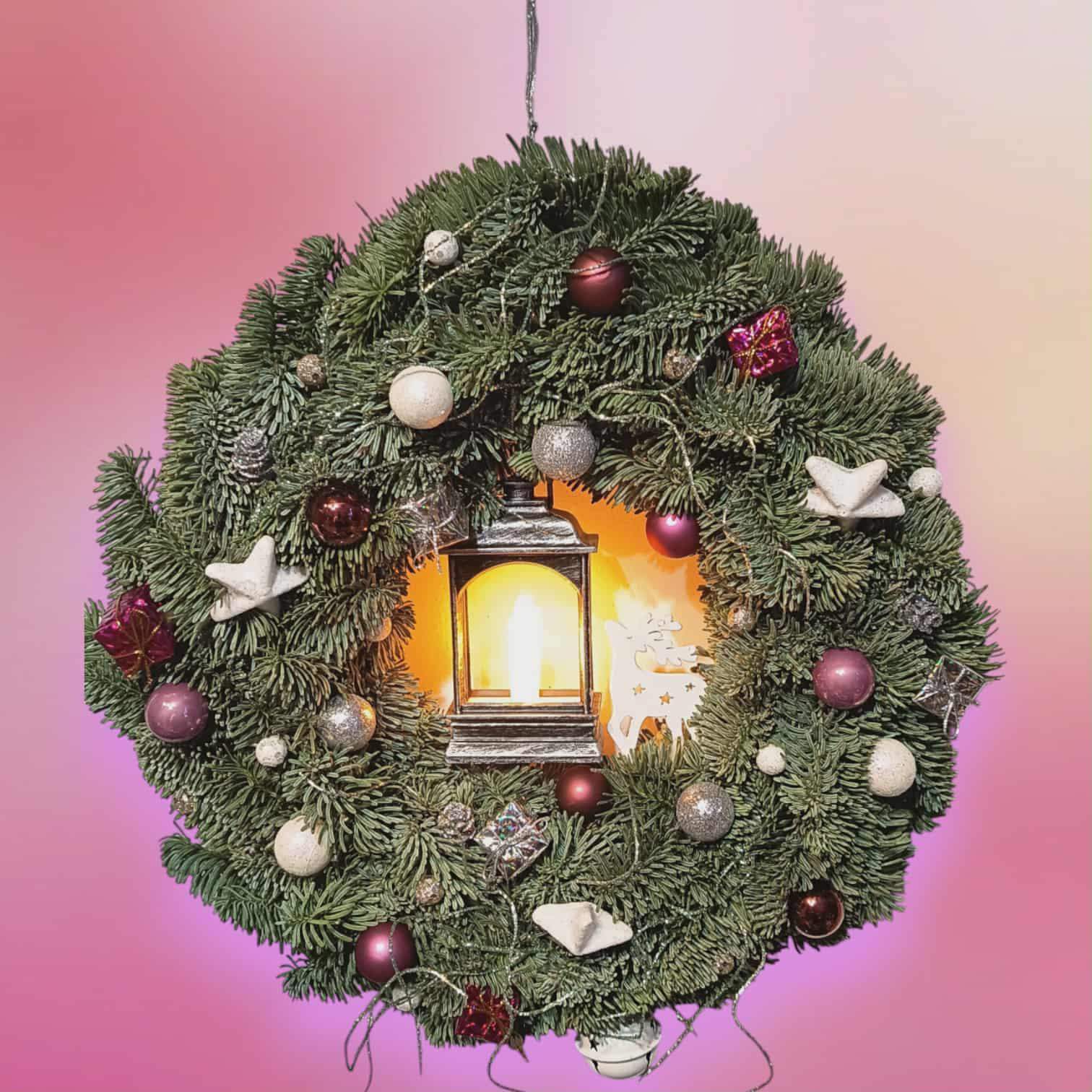  Wianek Świąteczny z   latarenką