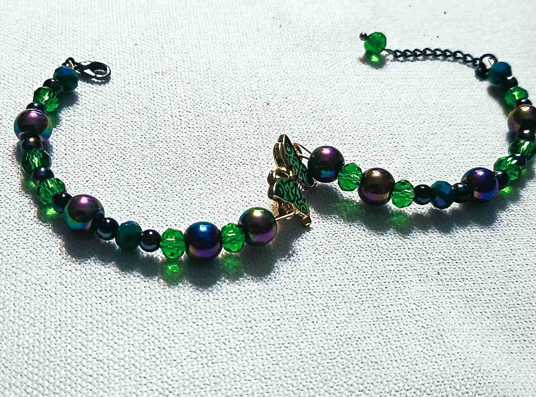 Bransoletka Zielony Motyl / Green Butterfly Bracelet BRH#035 3