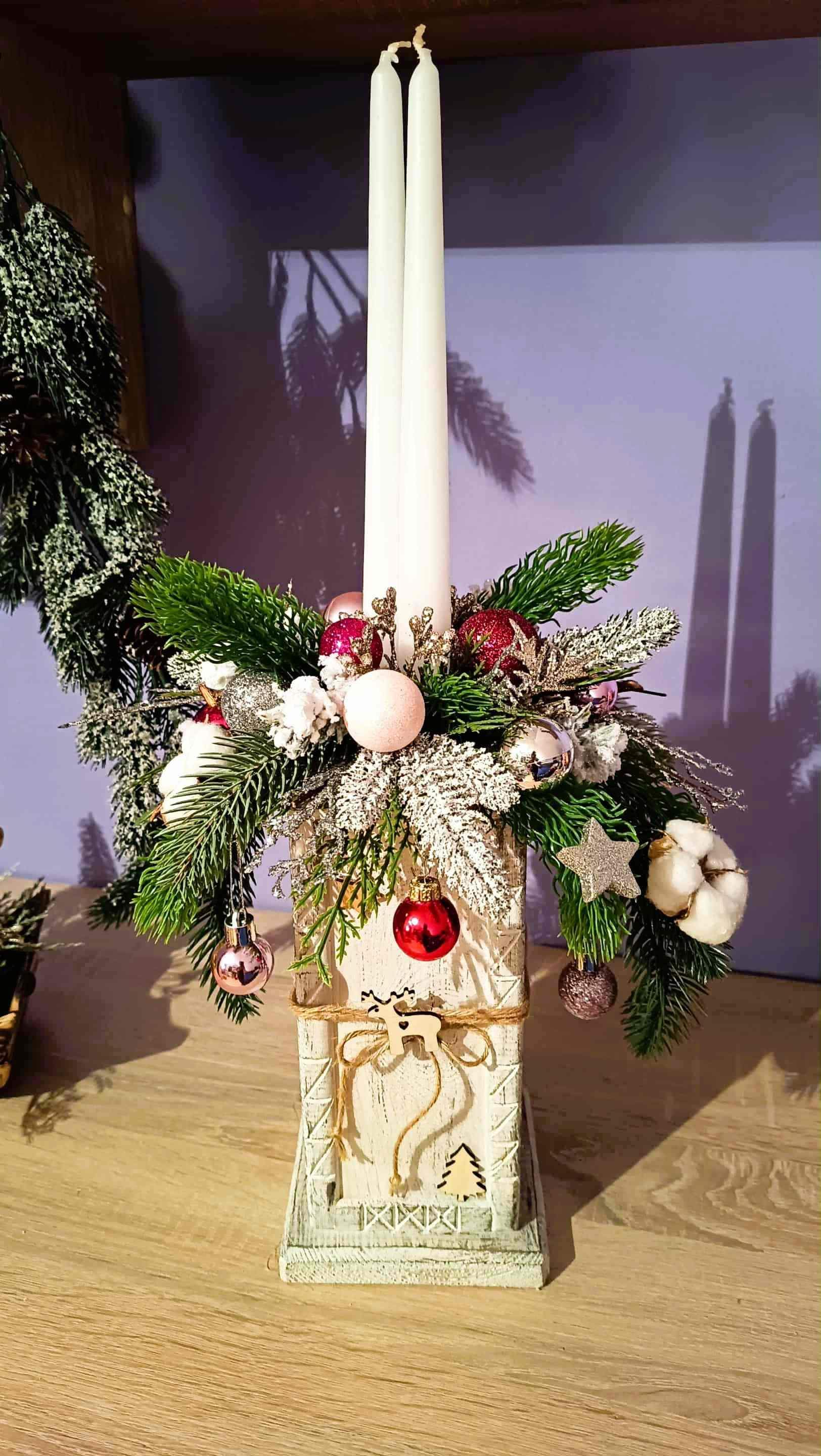 Świąteczny stroik - dwie świece. 0