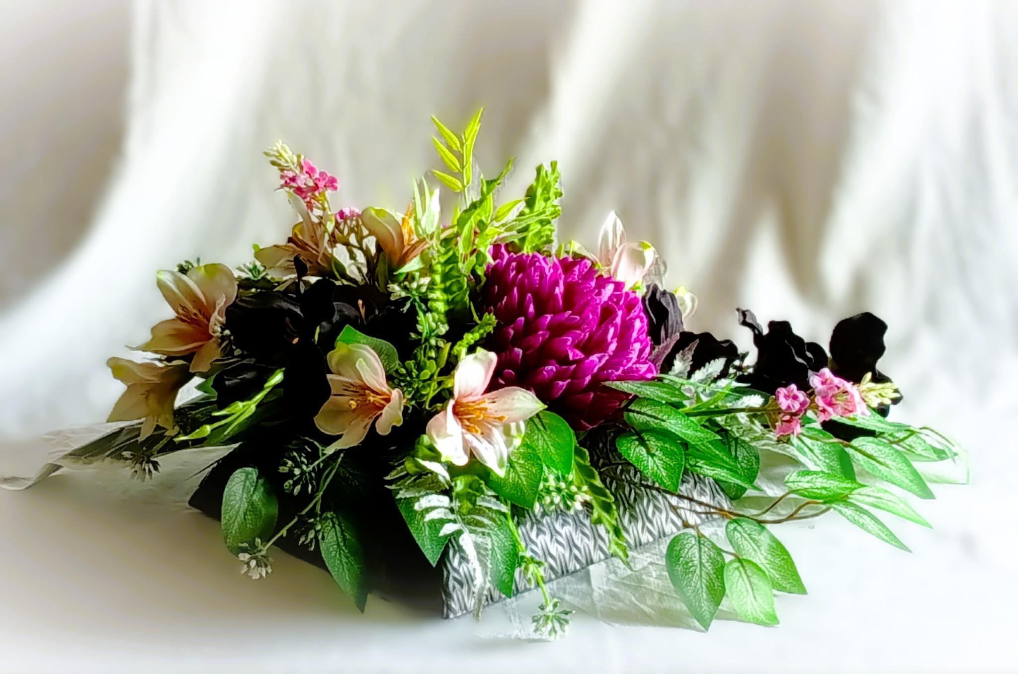 Komplet nagrobny Purpurowa Chryzantema / "Purple Chrysanthemum" Grave Ornament Set #KNG008 5