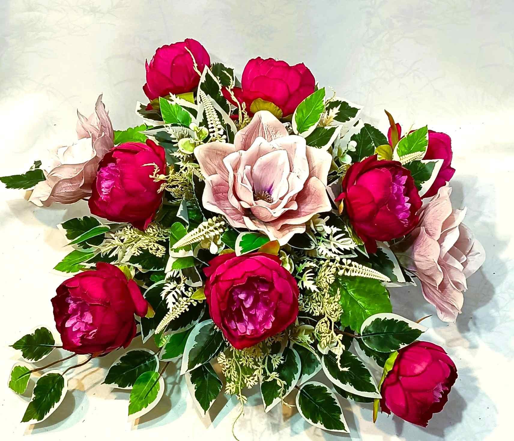 Zestaw nagrobny Magnolia z Piwonią / Magnolia and Peony Grave Arrangement Set #KNG048 5