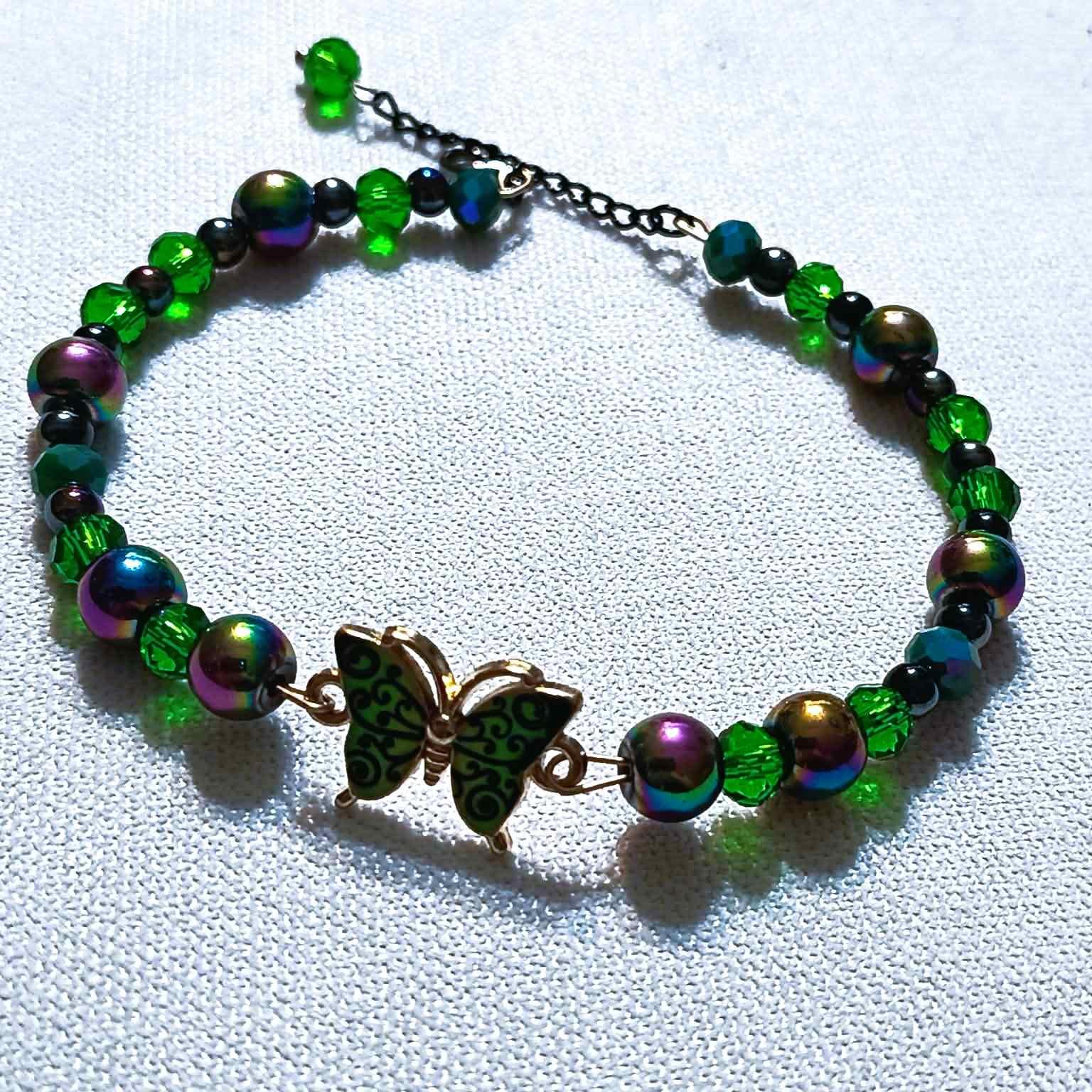 Bransoletka Zielony Motyl / Green Butterfly Bracelet BRH#035 1