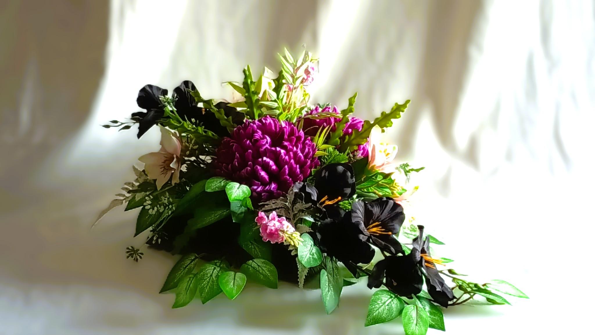 Komplet nagrobny Purpurowa Chryzantema / "Purple Chrysanthemum" Grave Ornament Set #KNG008 7