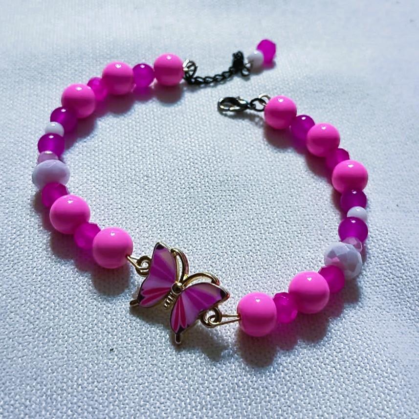 Bransoletka Różowy Motyl / Pink Butterfly Bracelet BRH#037 4