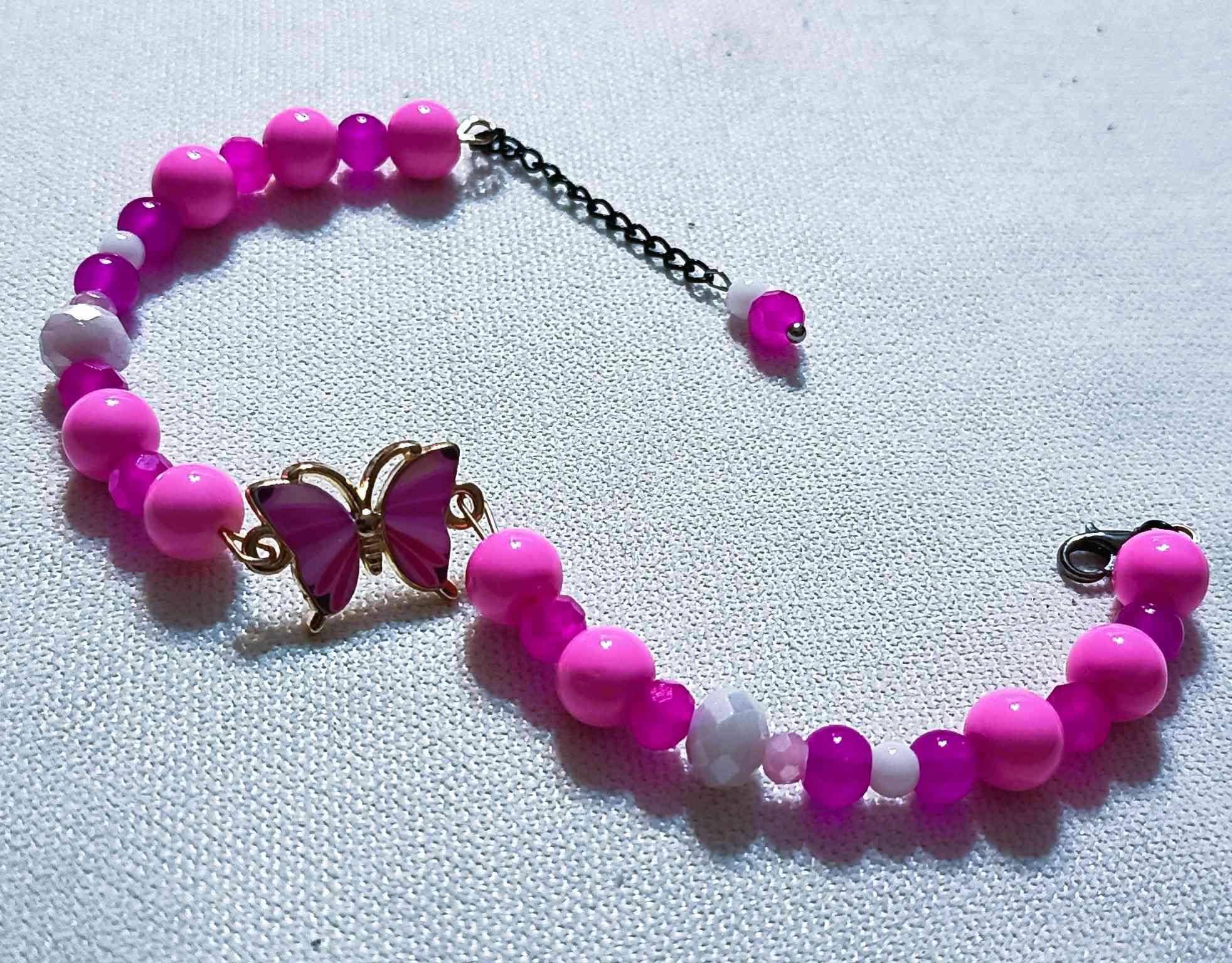 Bransoletka Różowy Motyl / Pink Butterfly Bracelet BRH#037 2