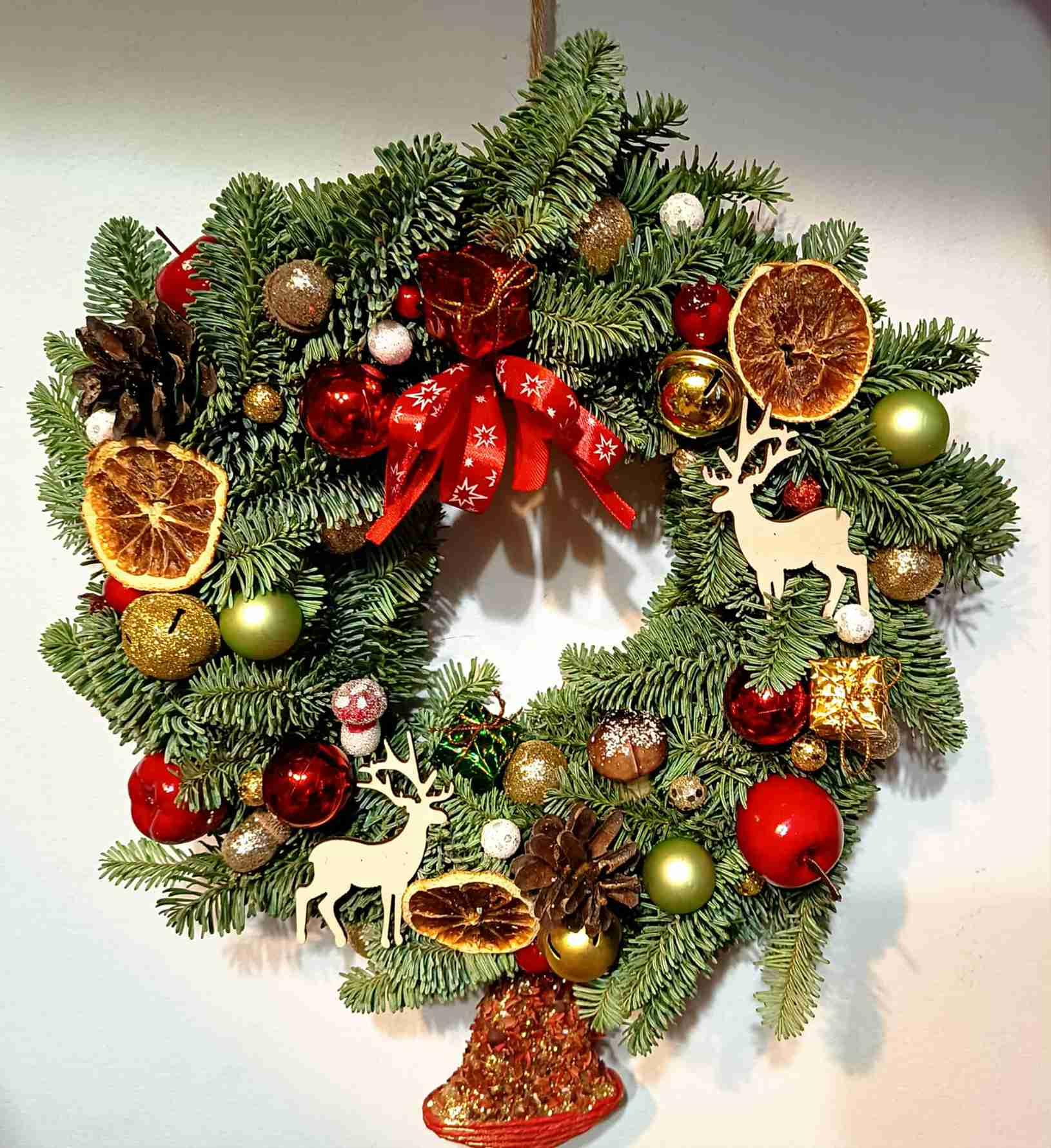 Świąteczny wianek z żywej jodły nobilis