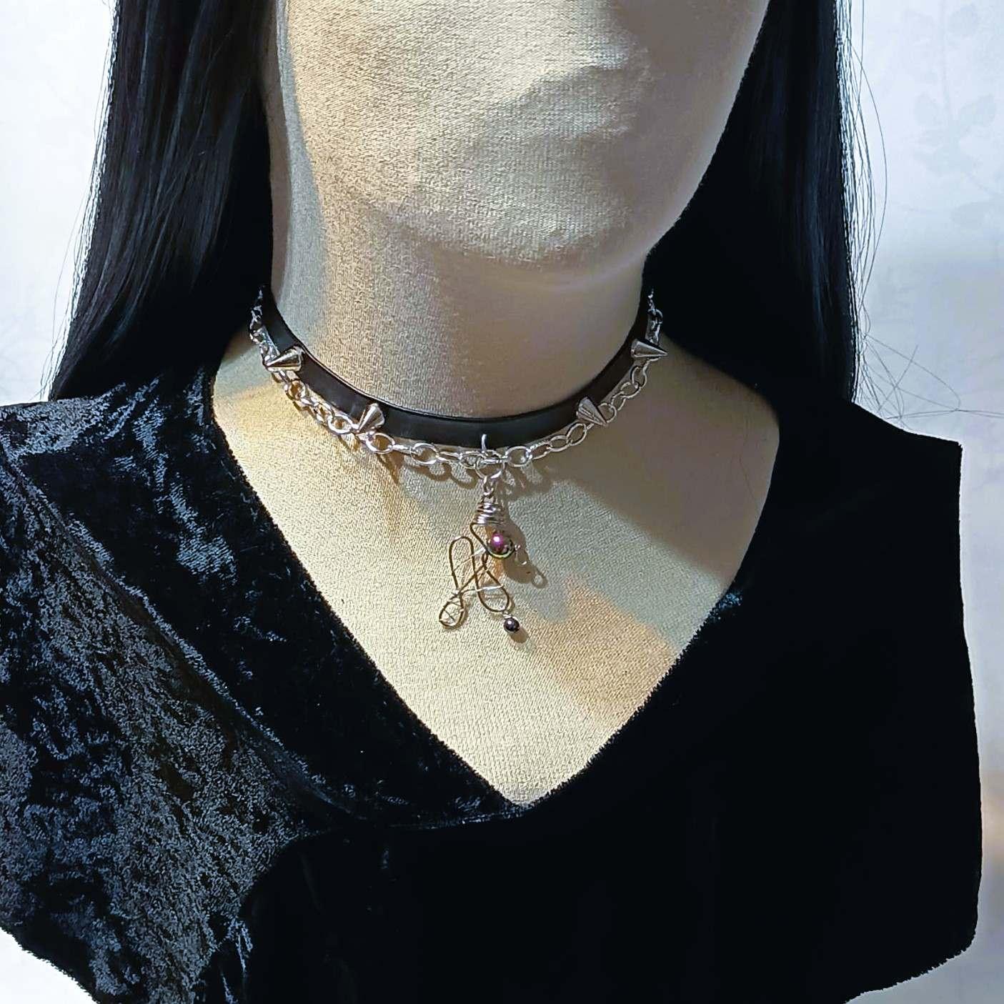 Choker w stylu gotyckim Czerń i Srebro /  Gothic-style choker – Black and Silver #0034